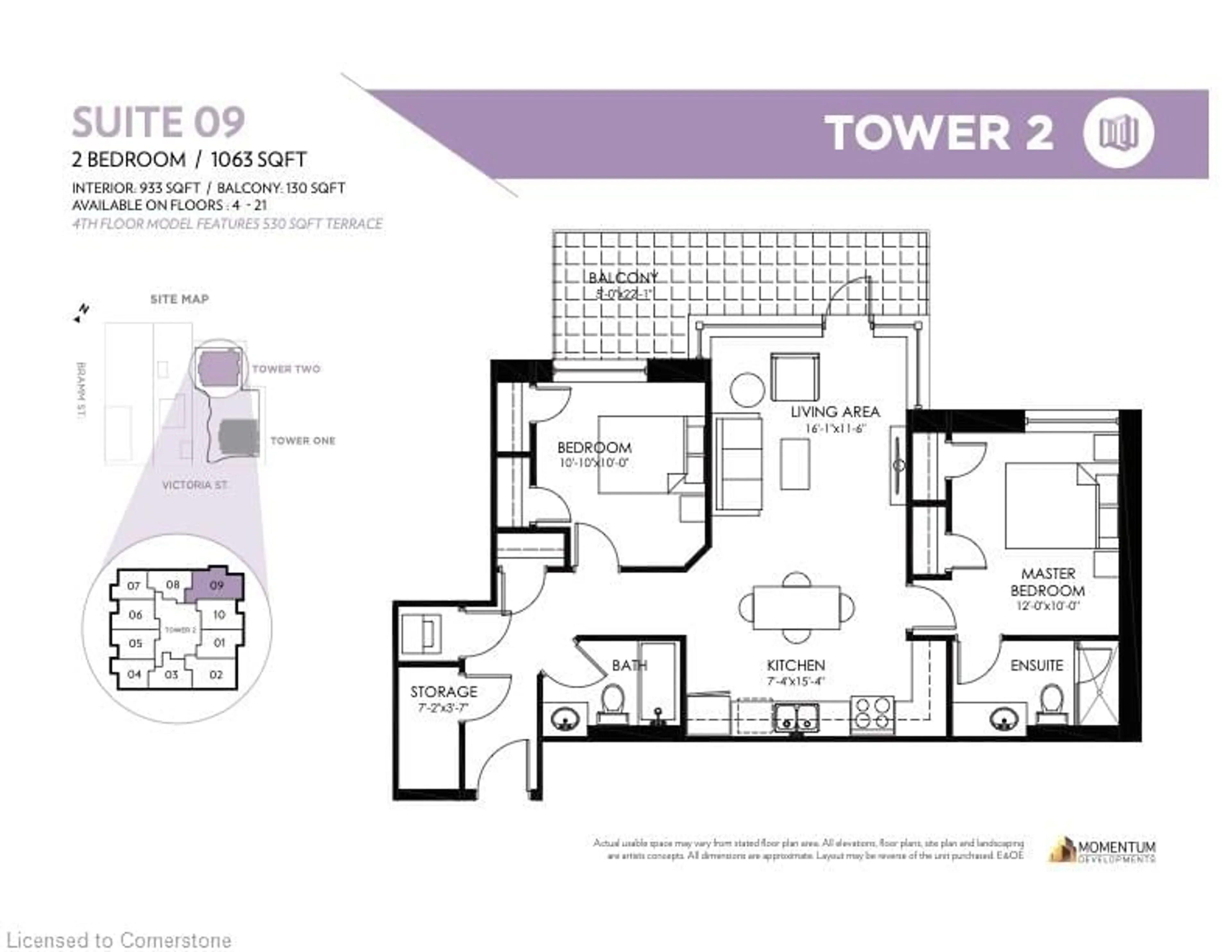 Floor plan for 104 Garment St #1509, Kitchener Ontario N2G 0C8