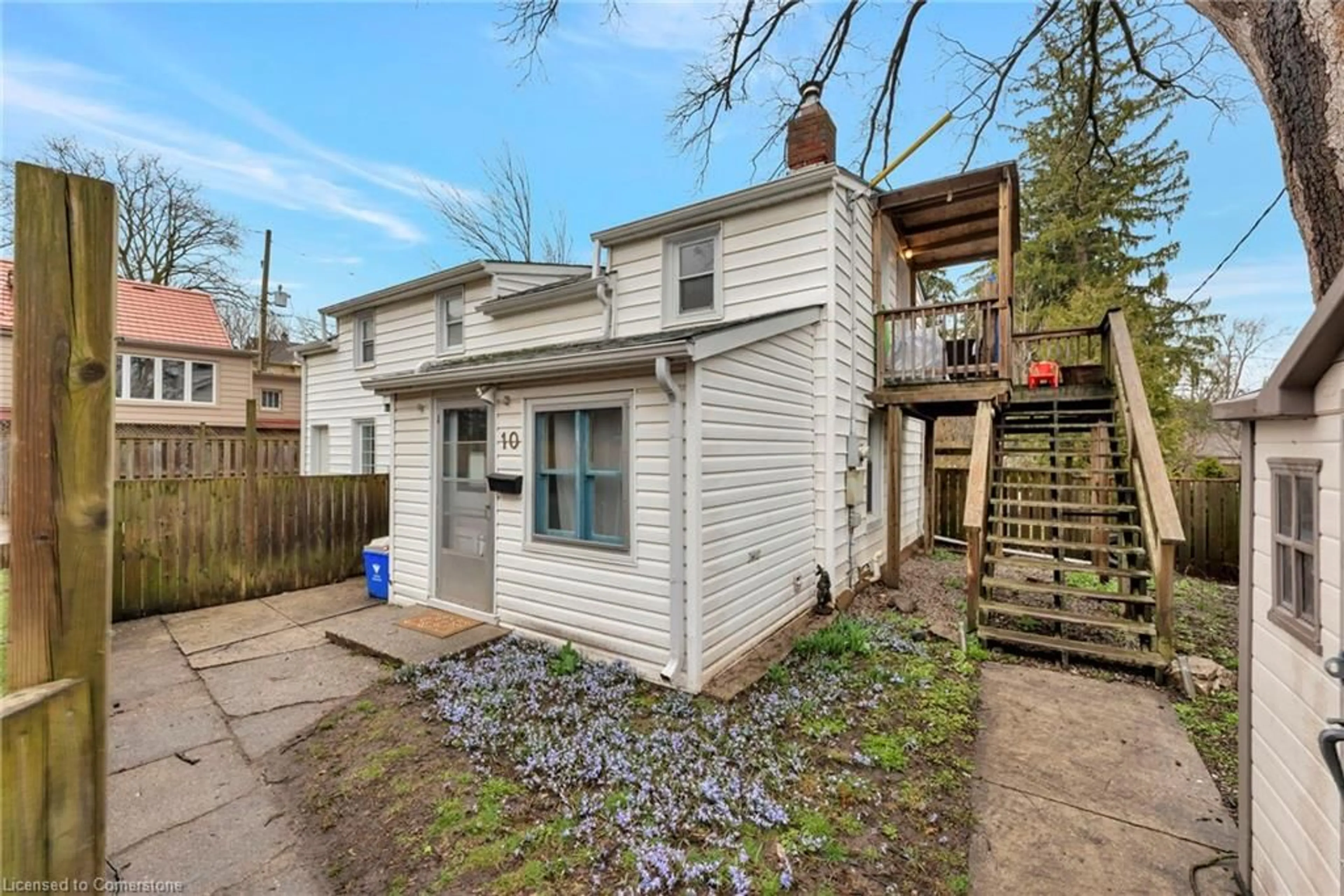 A pic from exterior of the house or condo, the fenced backyard for 10 Blair Lane, Cambridge Ontario N1S 1E4