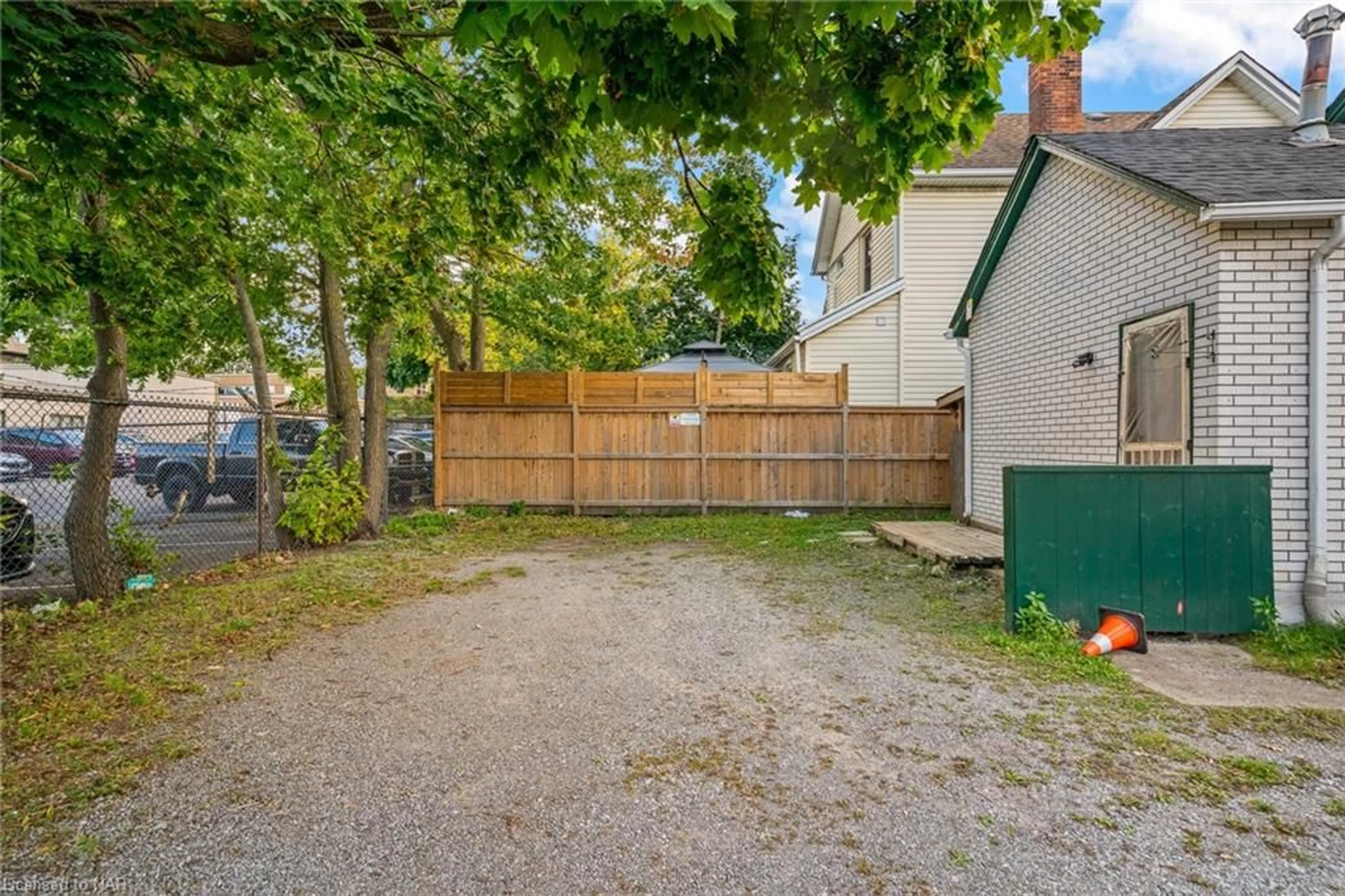 Patio, the fenced backyard for 58 Court St, St. Catharines Ontario L2R 4S1