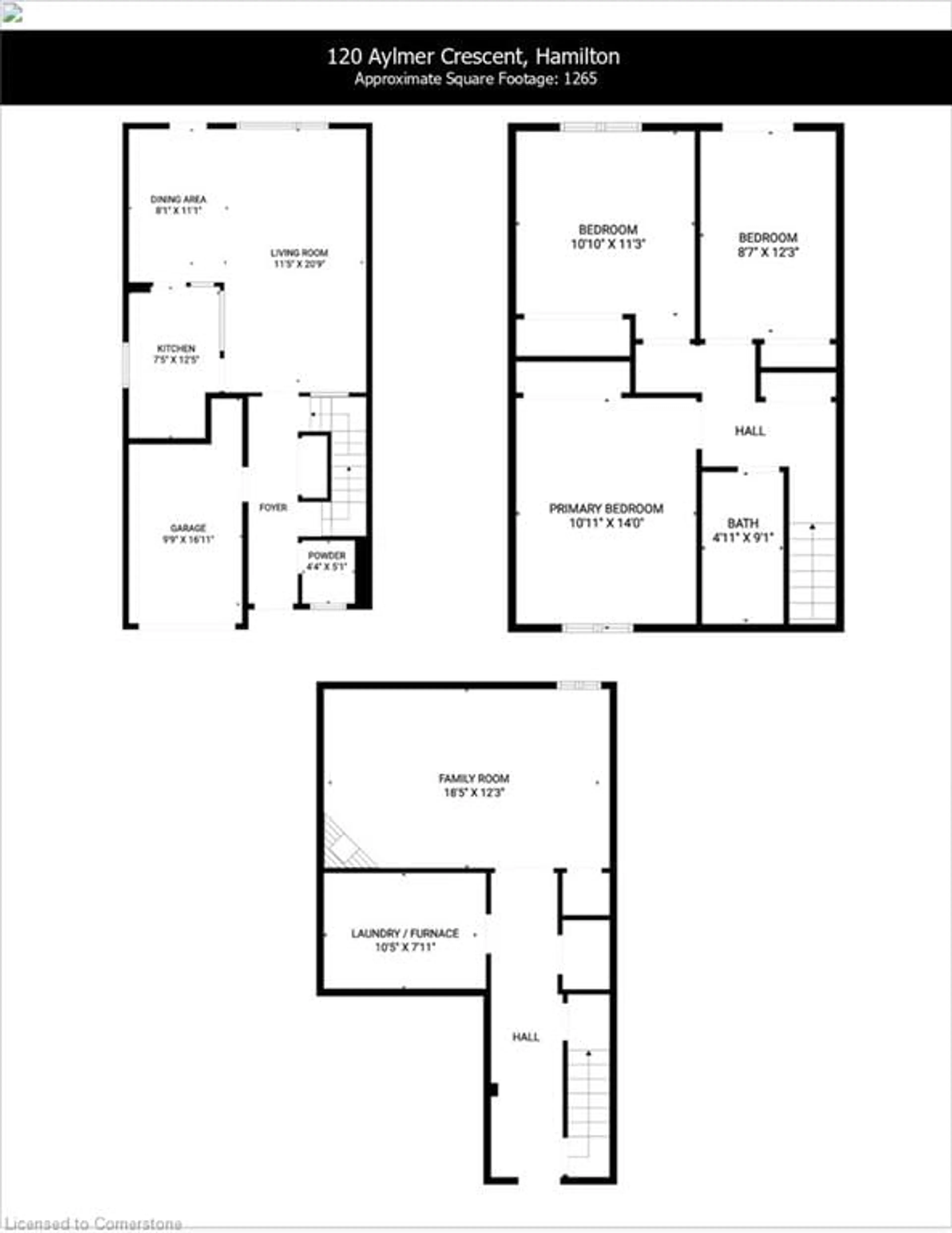 Floor plan for 120 Aylmer Cres, Hamilton Ontario L8J 1K3