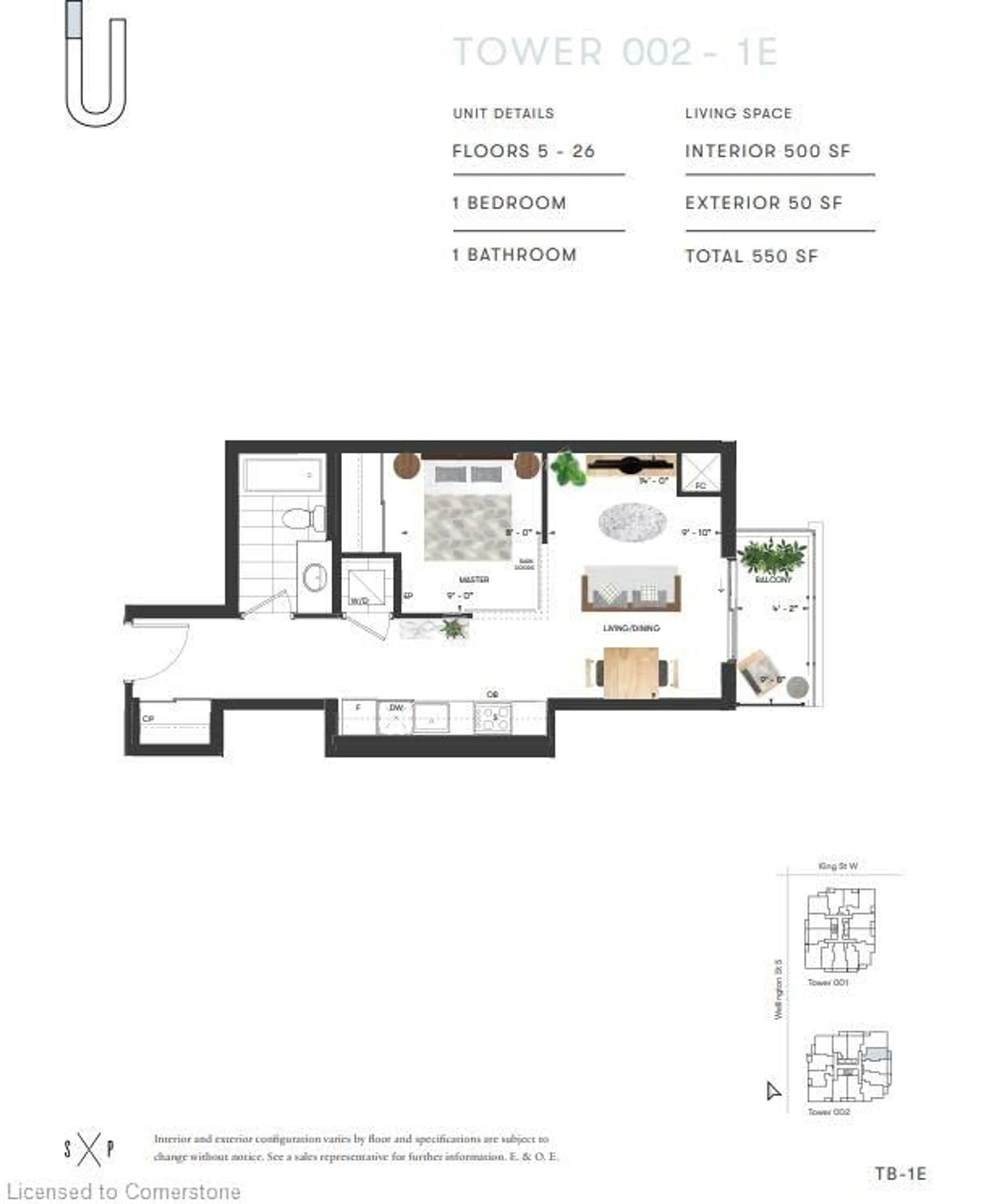 Floor plan for 15 Wellington St #1603, Kitchener Ontario N2G 0E4