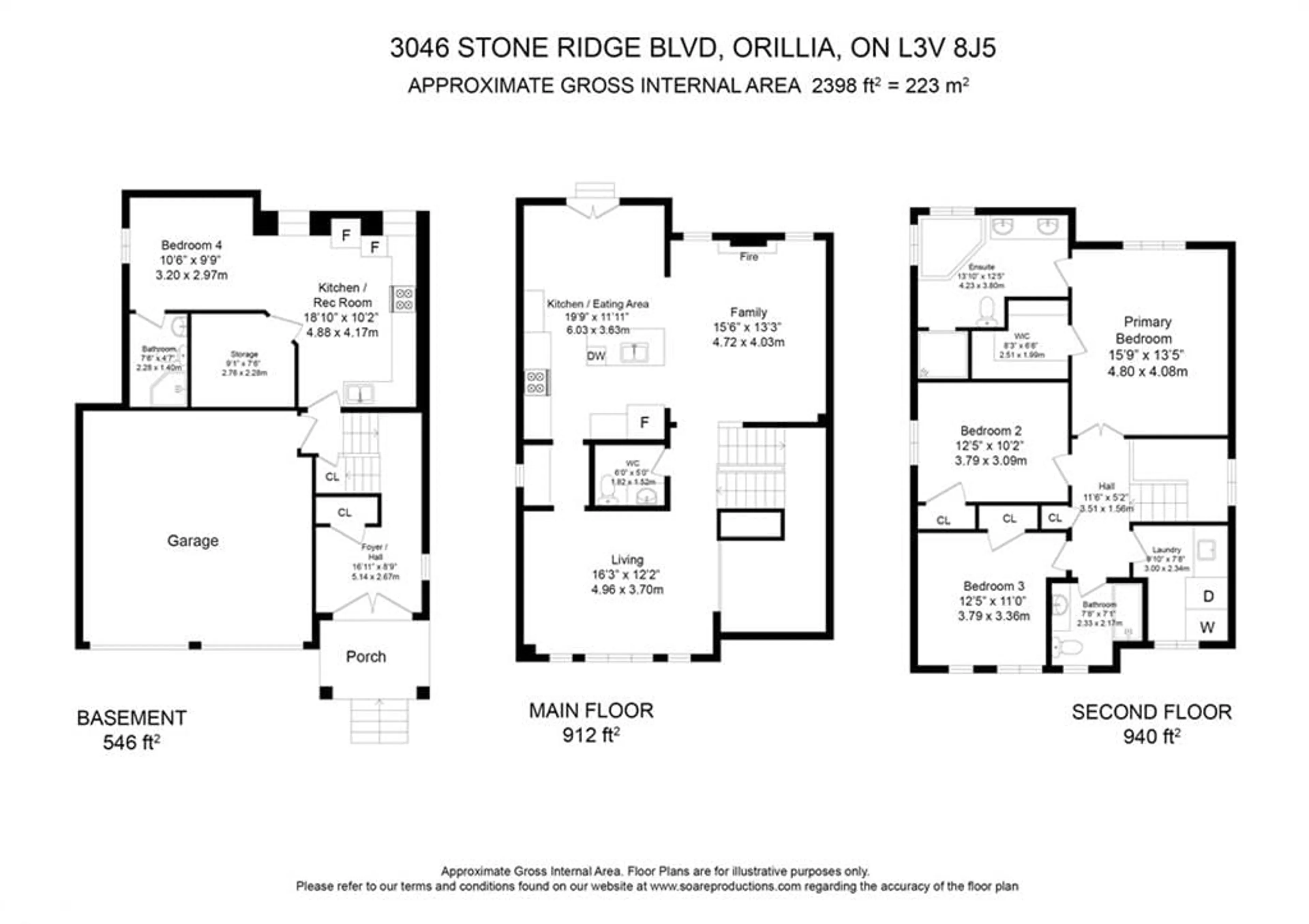 Floor plan for 3046 Stone Ridge Blvd, Orillia Ontario L3V 8J5