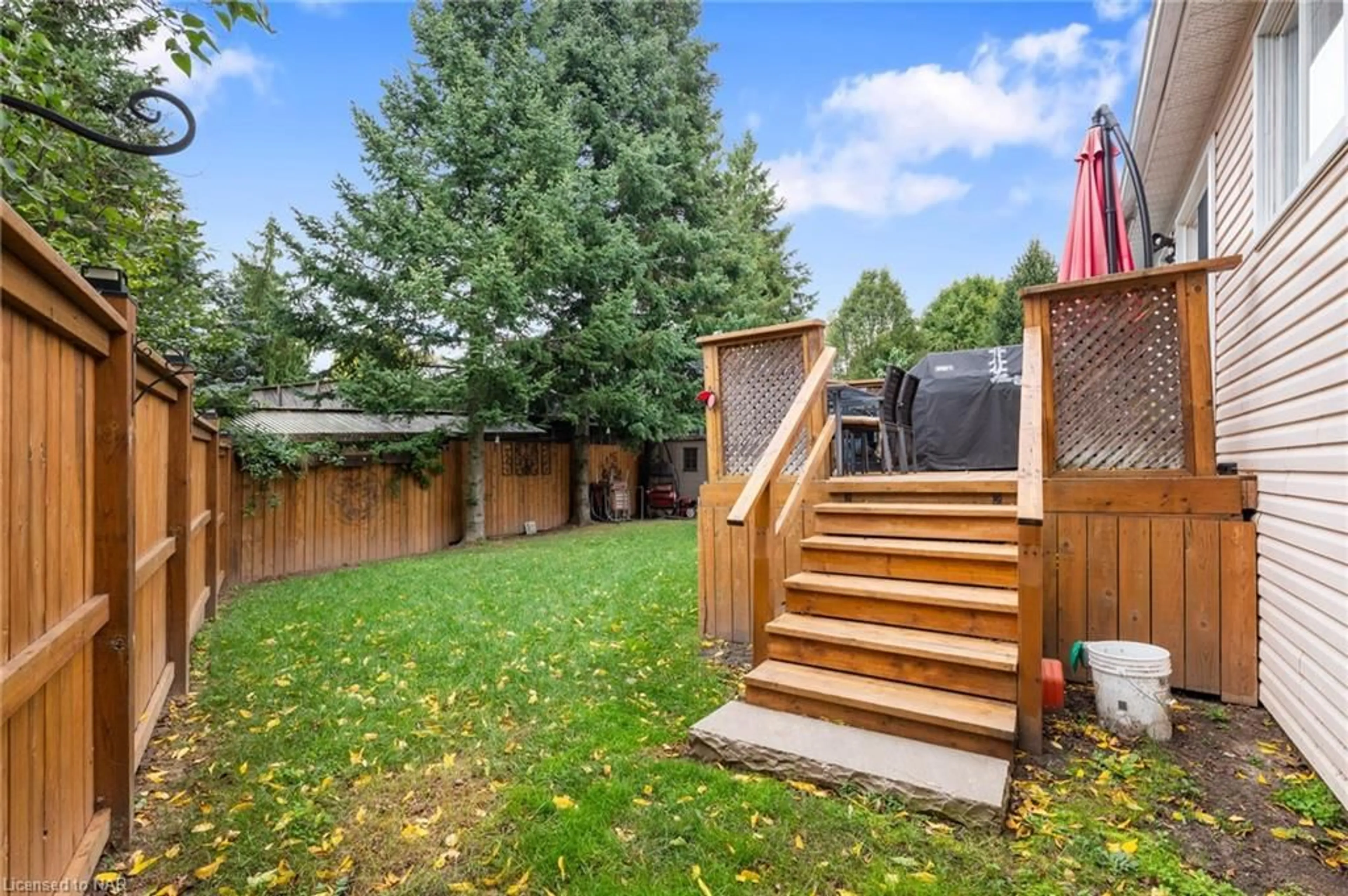 Patio, the fenced backyard for 1041 Quaker Rd, Pelham Ontario L0S 1E4