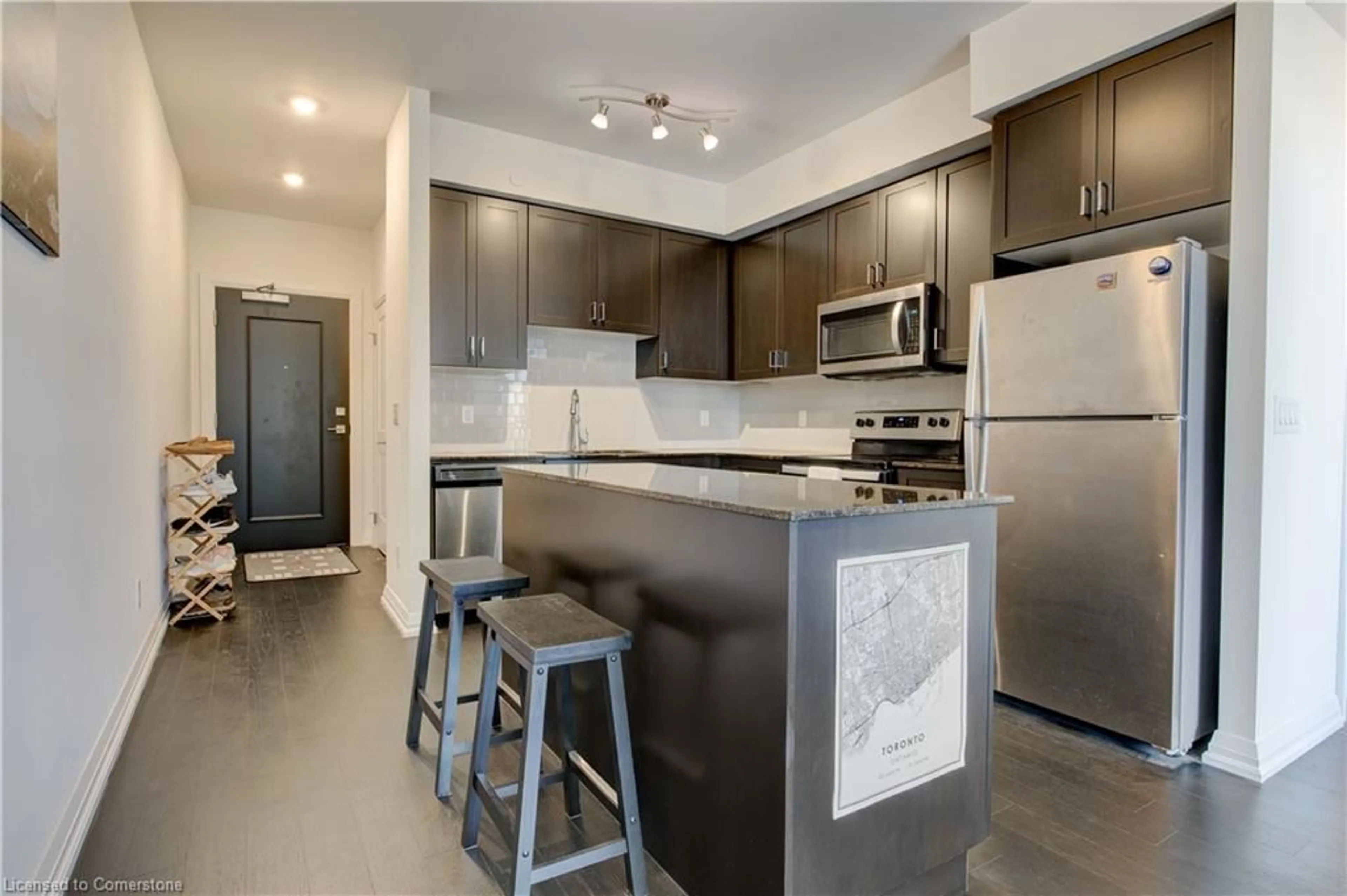 Open concept kitchen for 155 Caroline St #603, Waterloo Ontario N2L 1C7