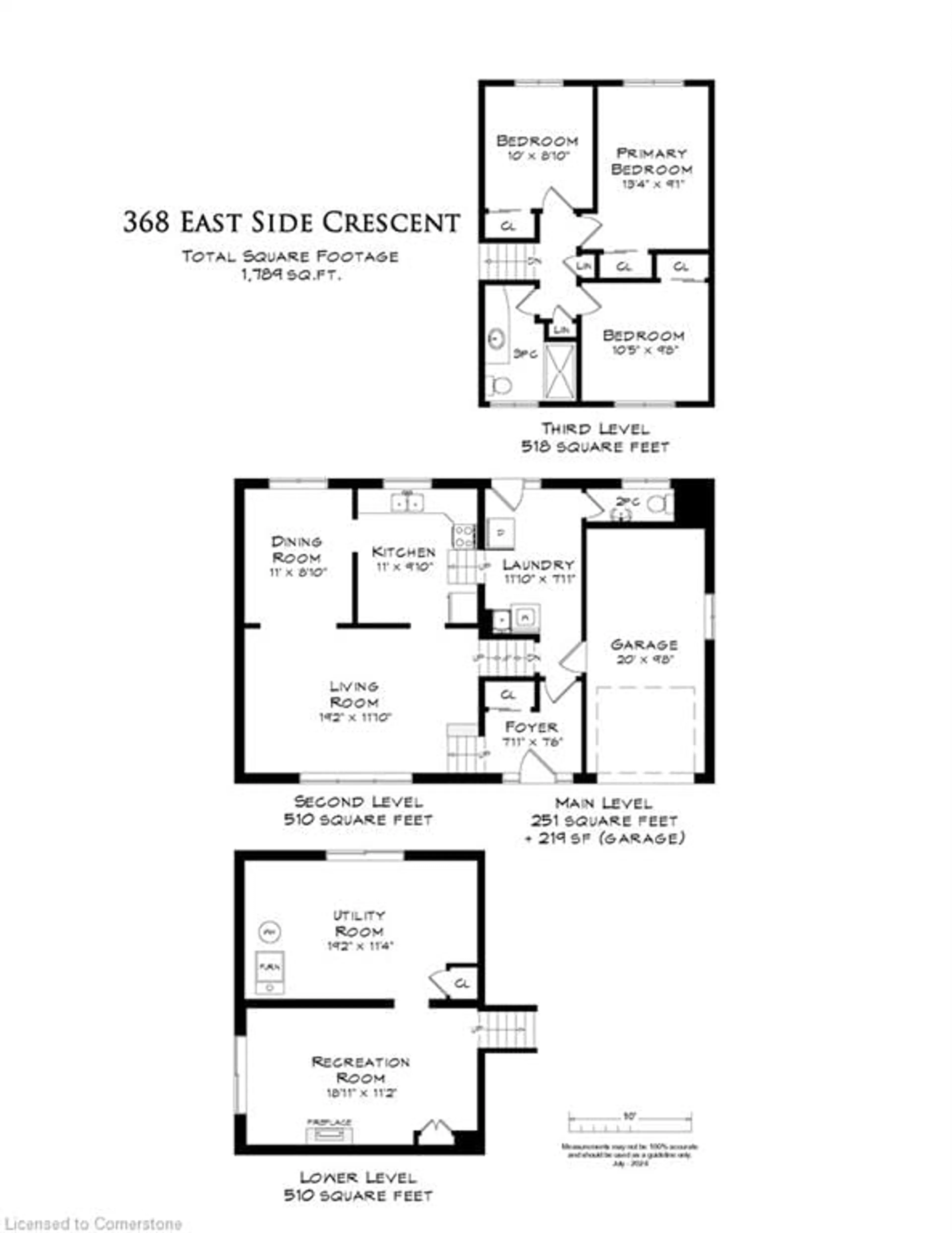 Floor plan for 368 East Side Cres, Burlington Ontario L7R 3G9