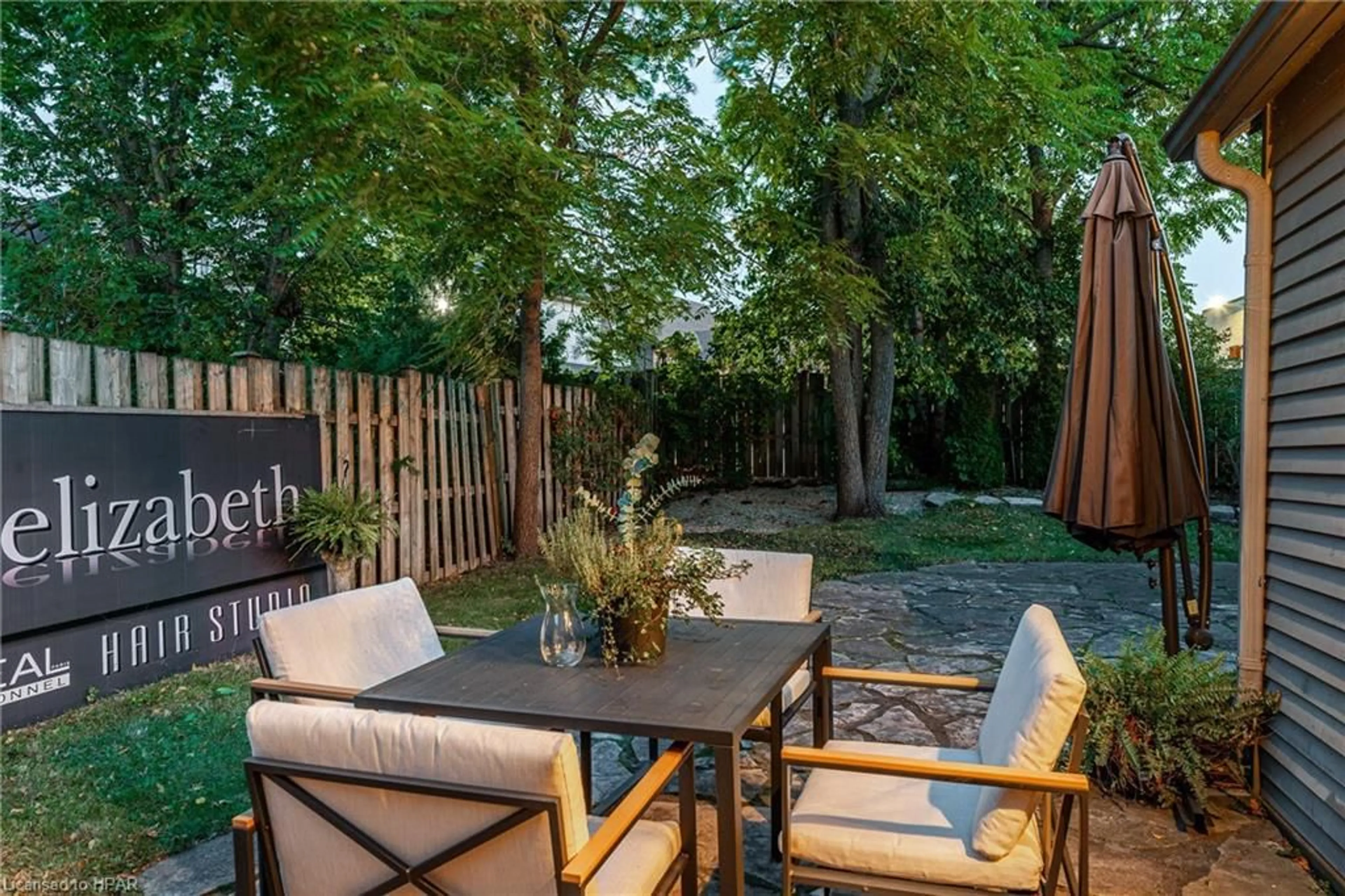 Patio, the fenced backyard for 21 George St, Stratford Ontario N5A 3N8