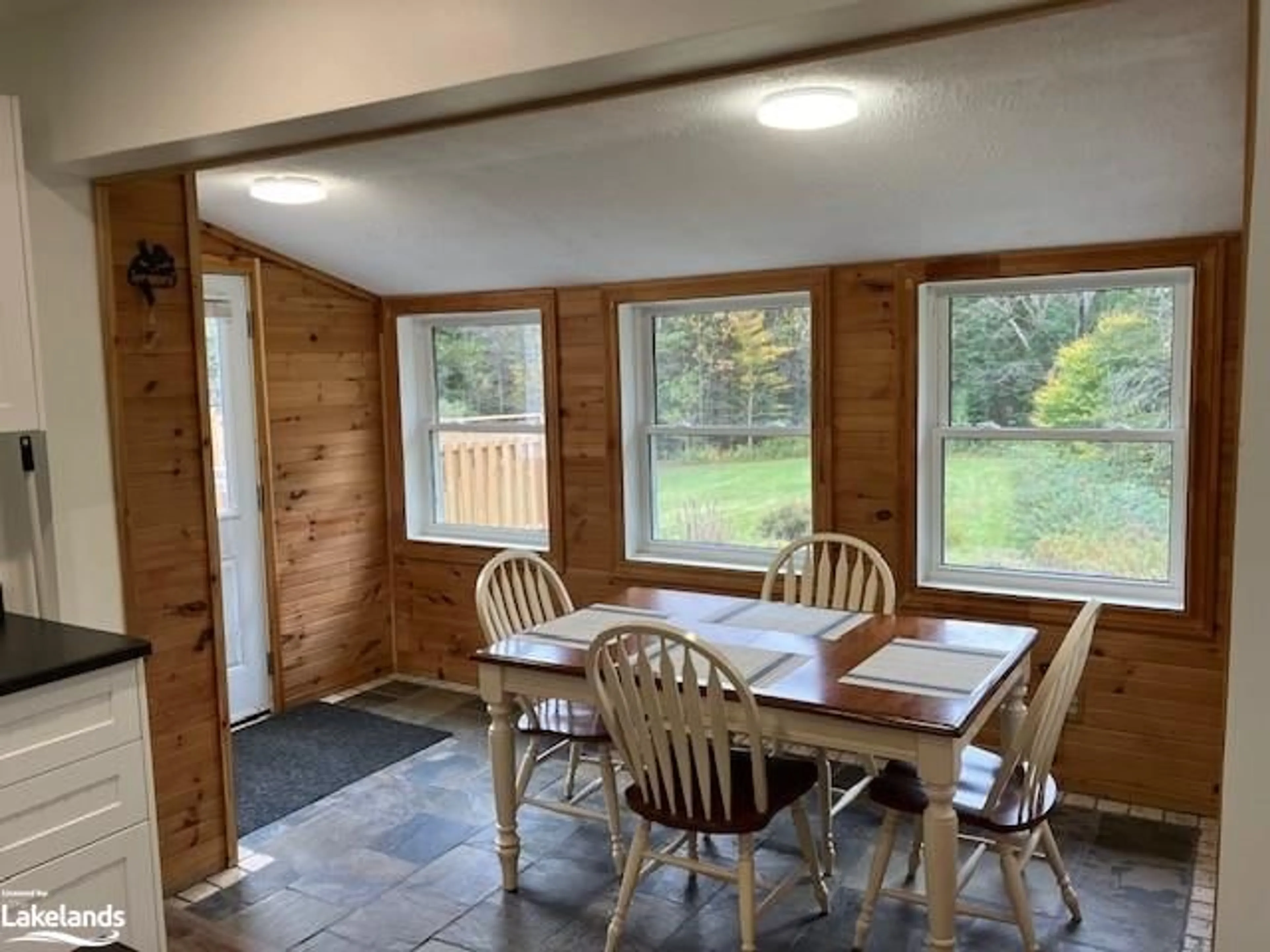 Dining room, wood floors, cottage for 77 Chaffey Township Rd, Huntsville Ontario P1H 1C8