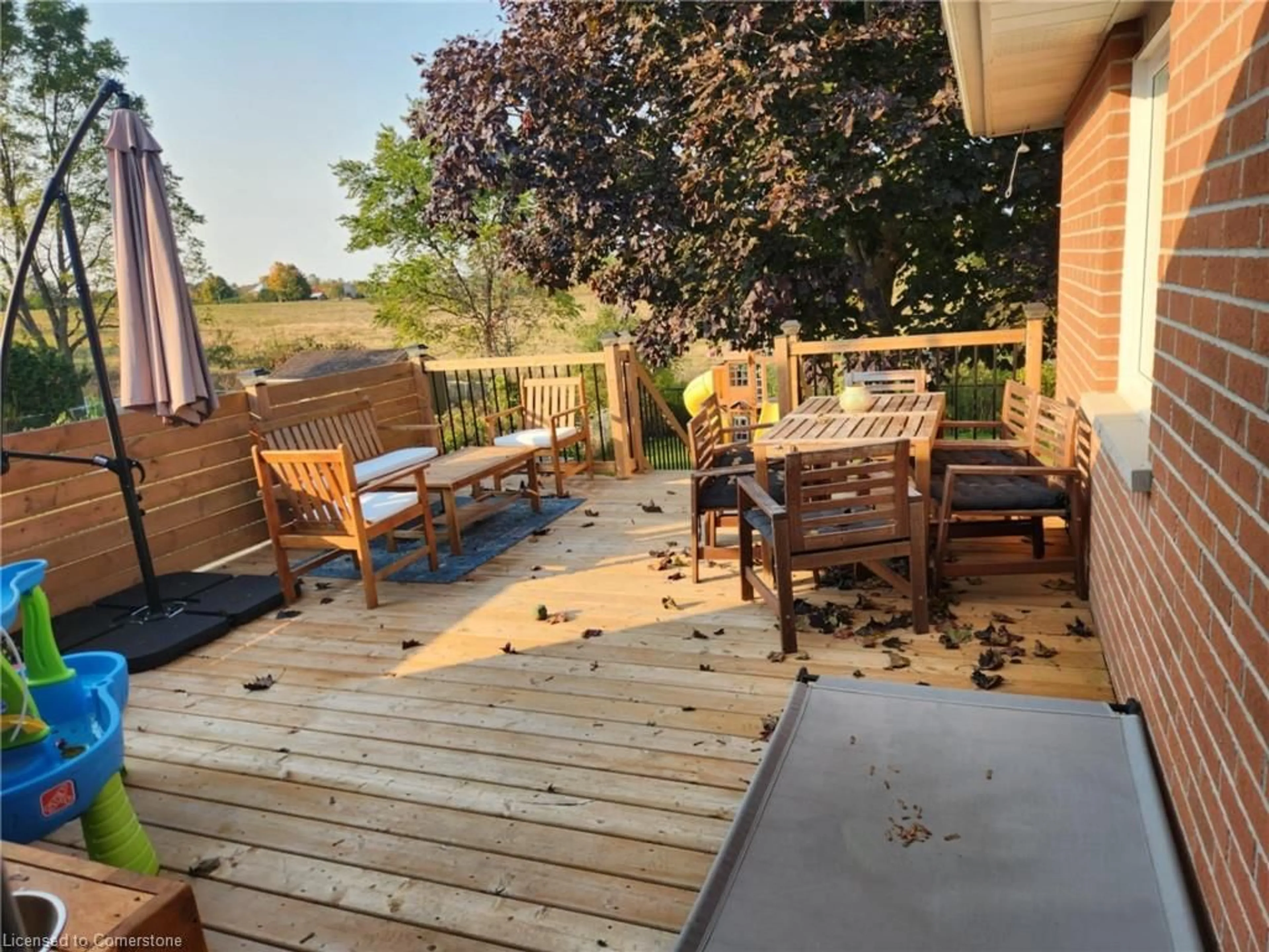 Patio, the fenced backyard for 93 Riverlea Rd, Cannington Ontario L0E 1E0