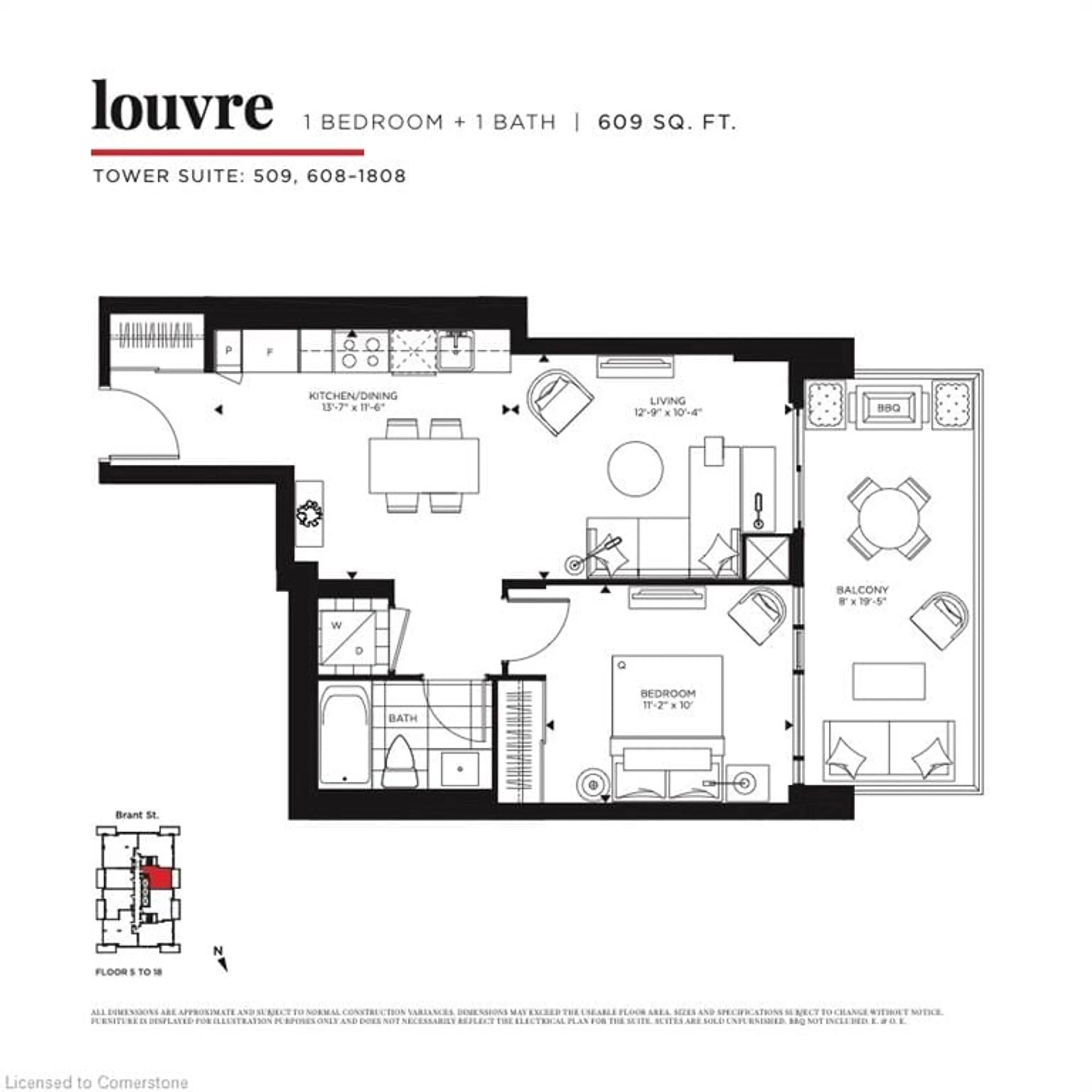 Floor plan for 2007 James St #908, Burlington Ontario L7R 0G7