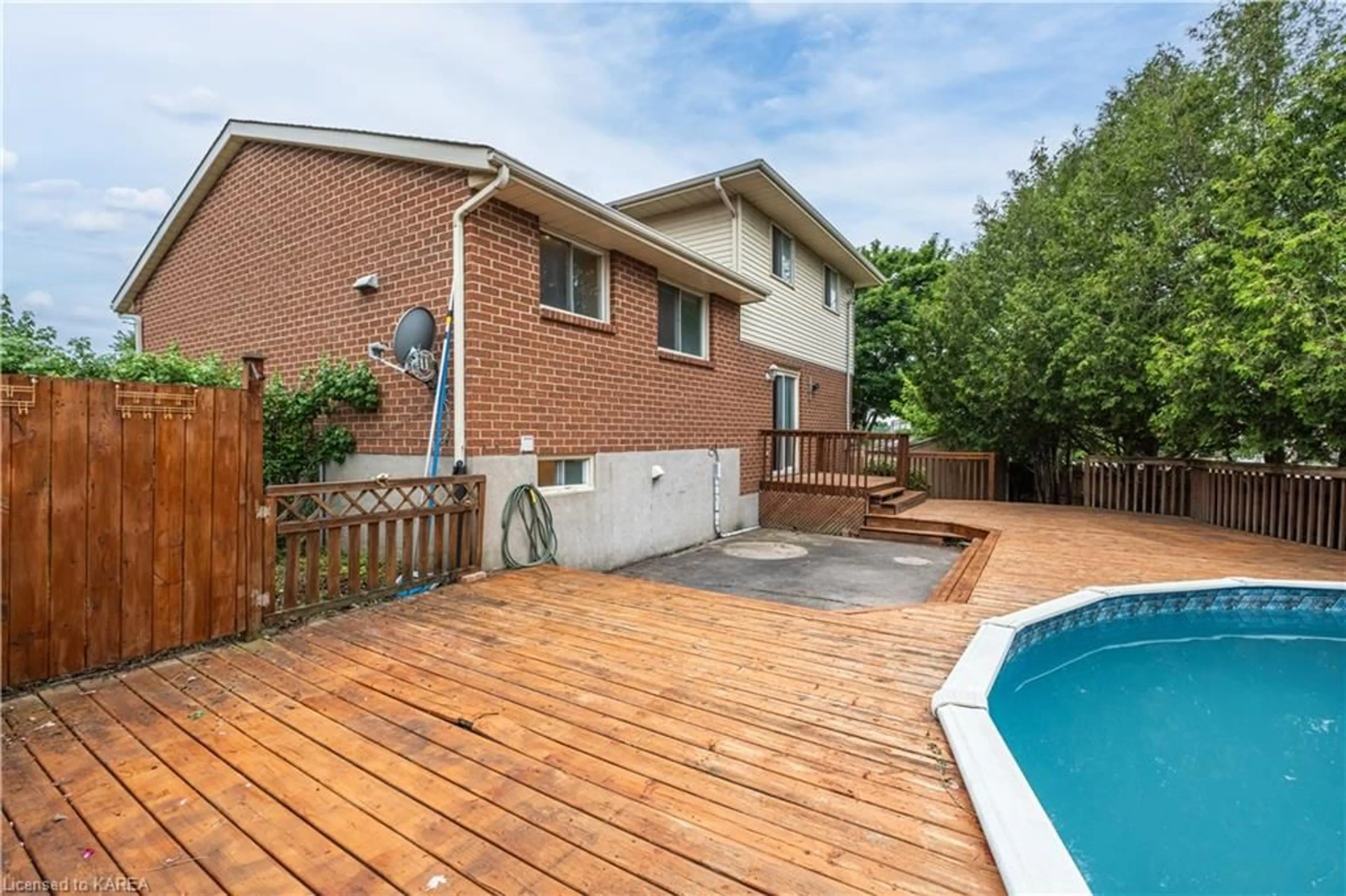 Patio, the fenced backyard for 33 Balmoral Crt, Kingston Ontario K7M 7T2