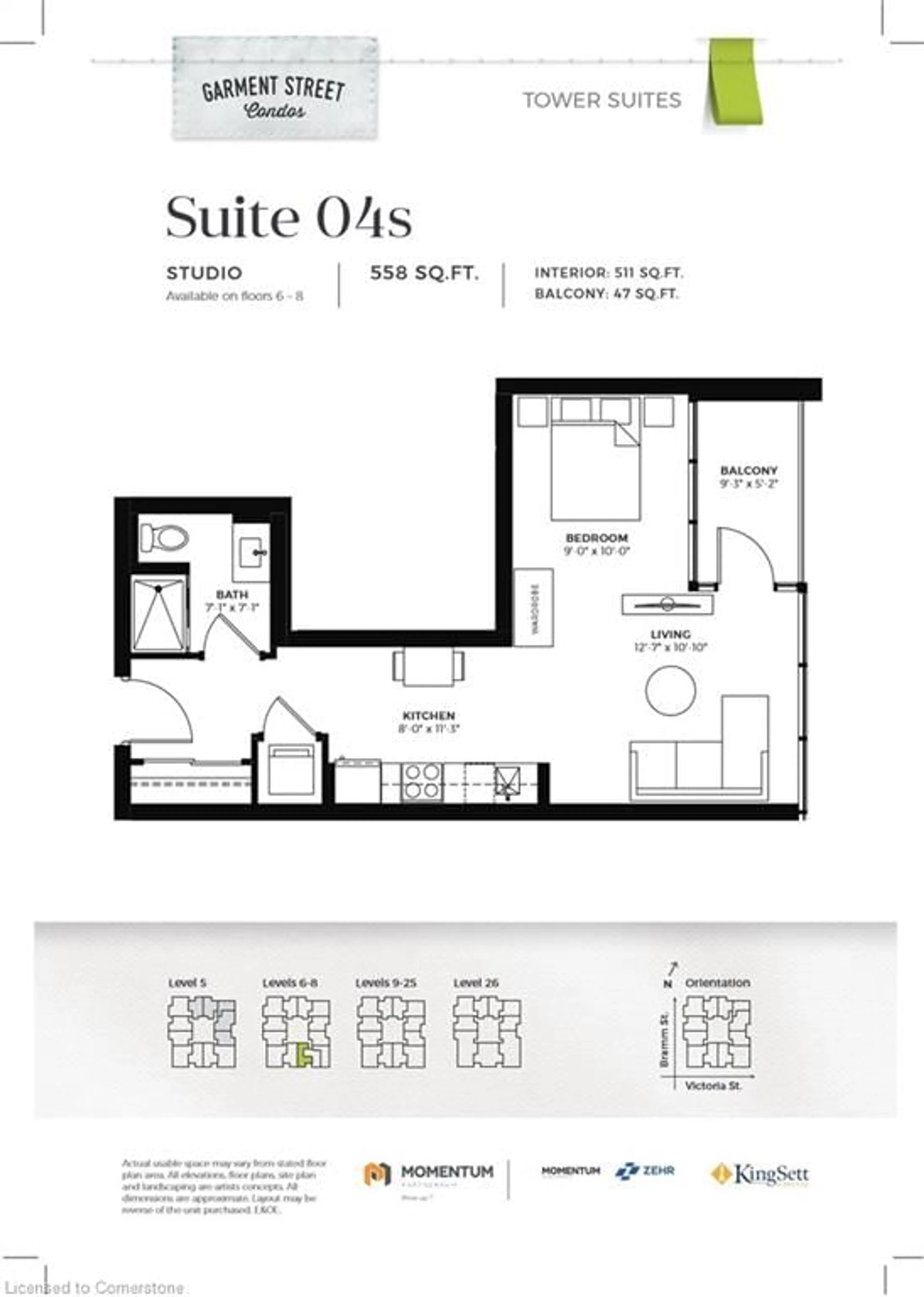 Floor plan for 108 Garment St #713, Kitchener Ontario N2G 0E2