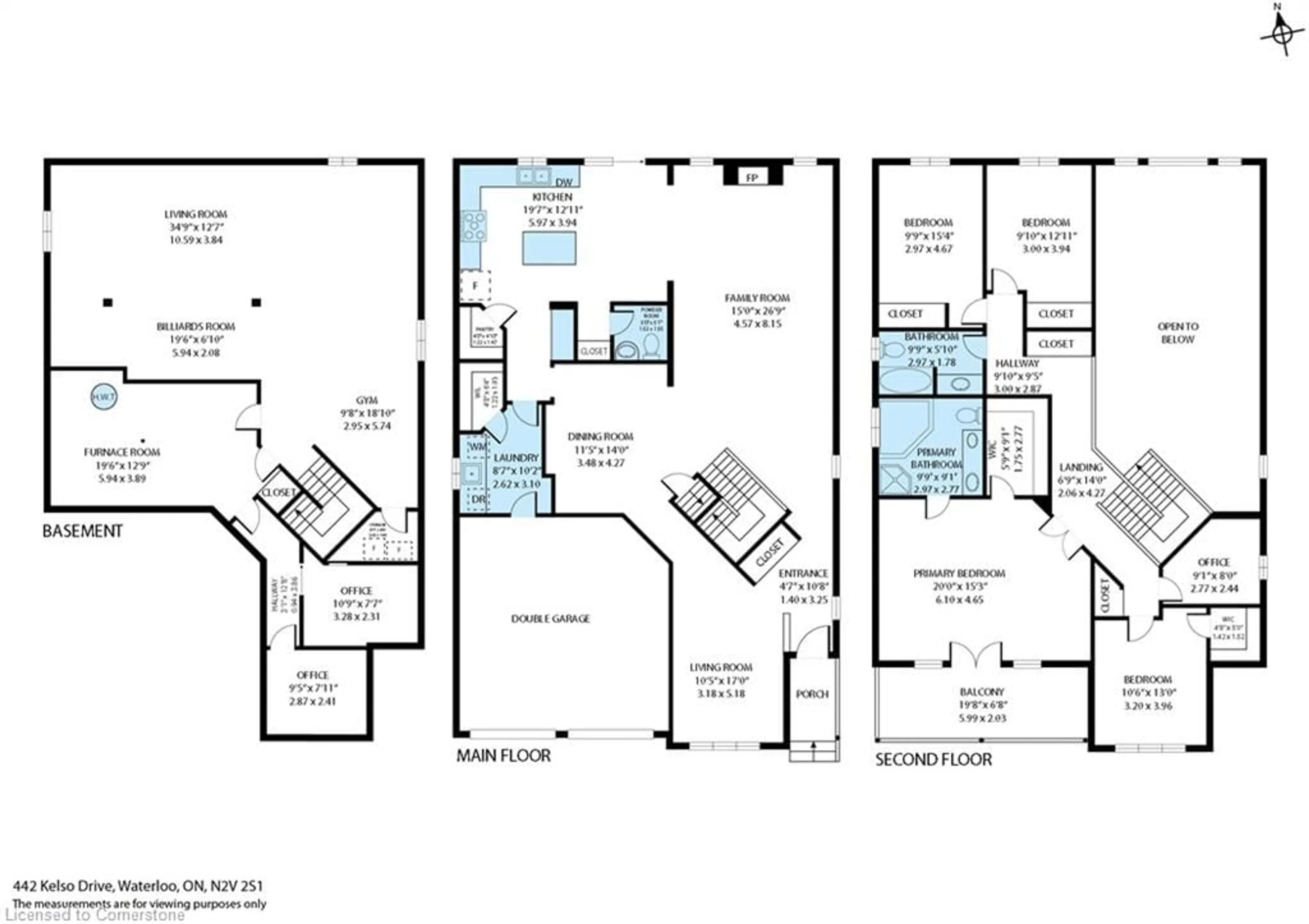 Floor plan for 442 Kelso Dr, Waterloo Ontario N2V 2S2