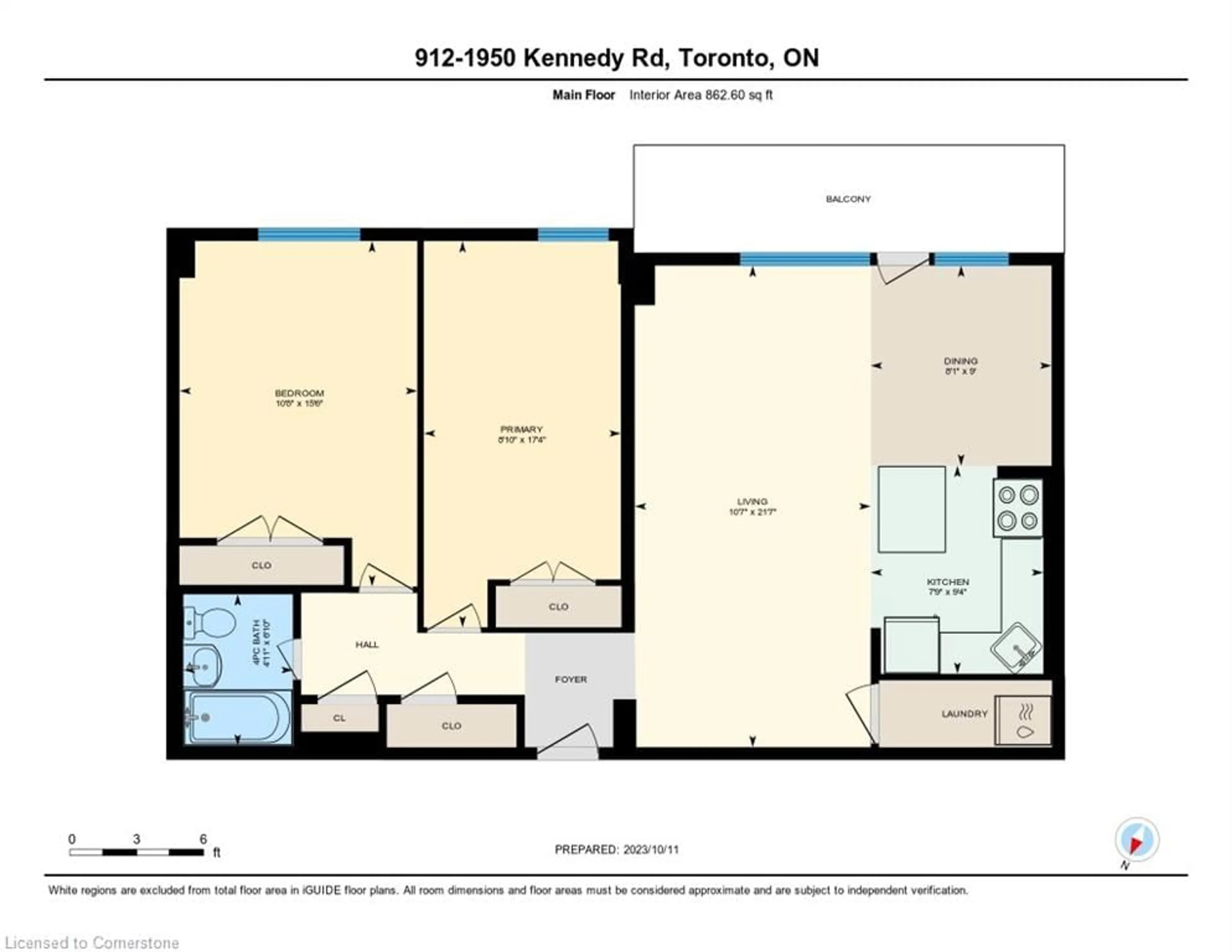 Floor plan for 1950 Kennedy Rd #912, Scarborough Ontario M1P 4S9