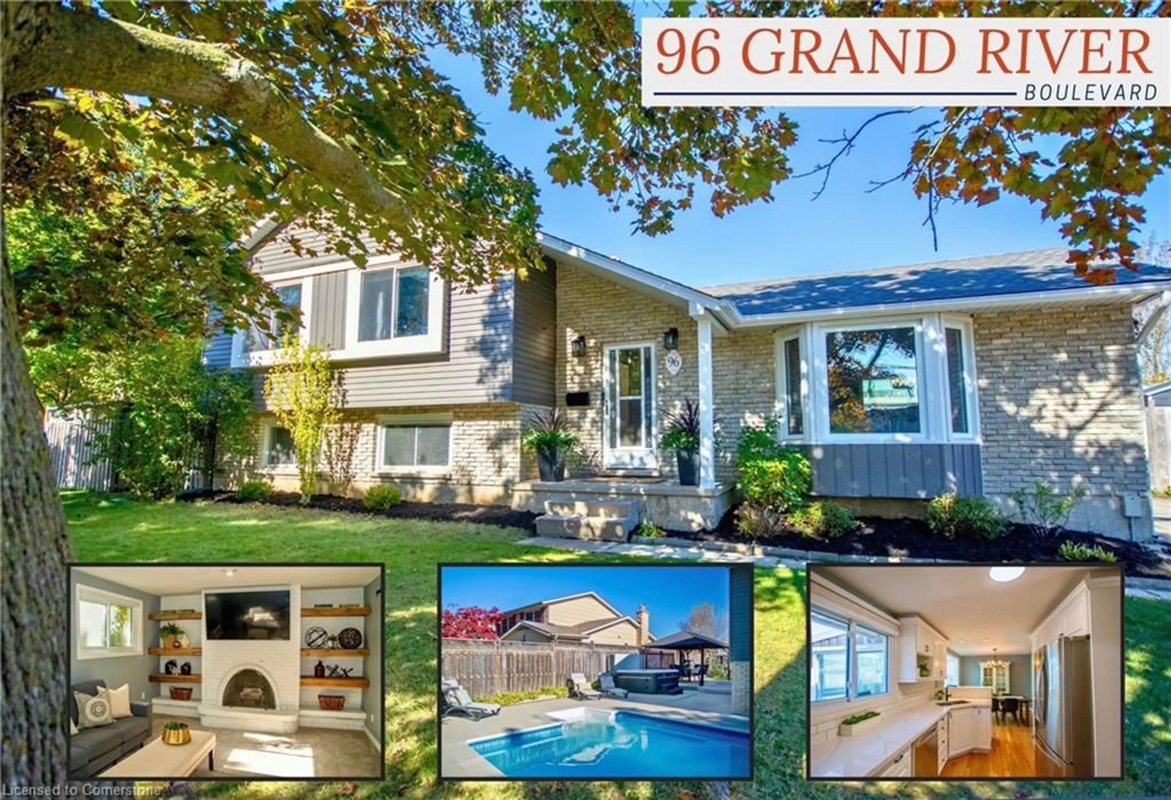 Frontside or backside of a home, the street view for 96 Grand River Blvd, Kitchener Ontario N2A 2T1