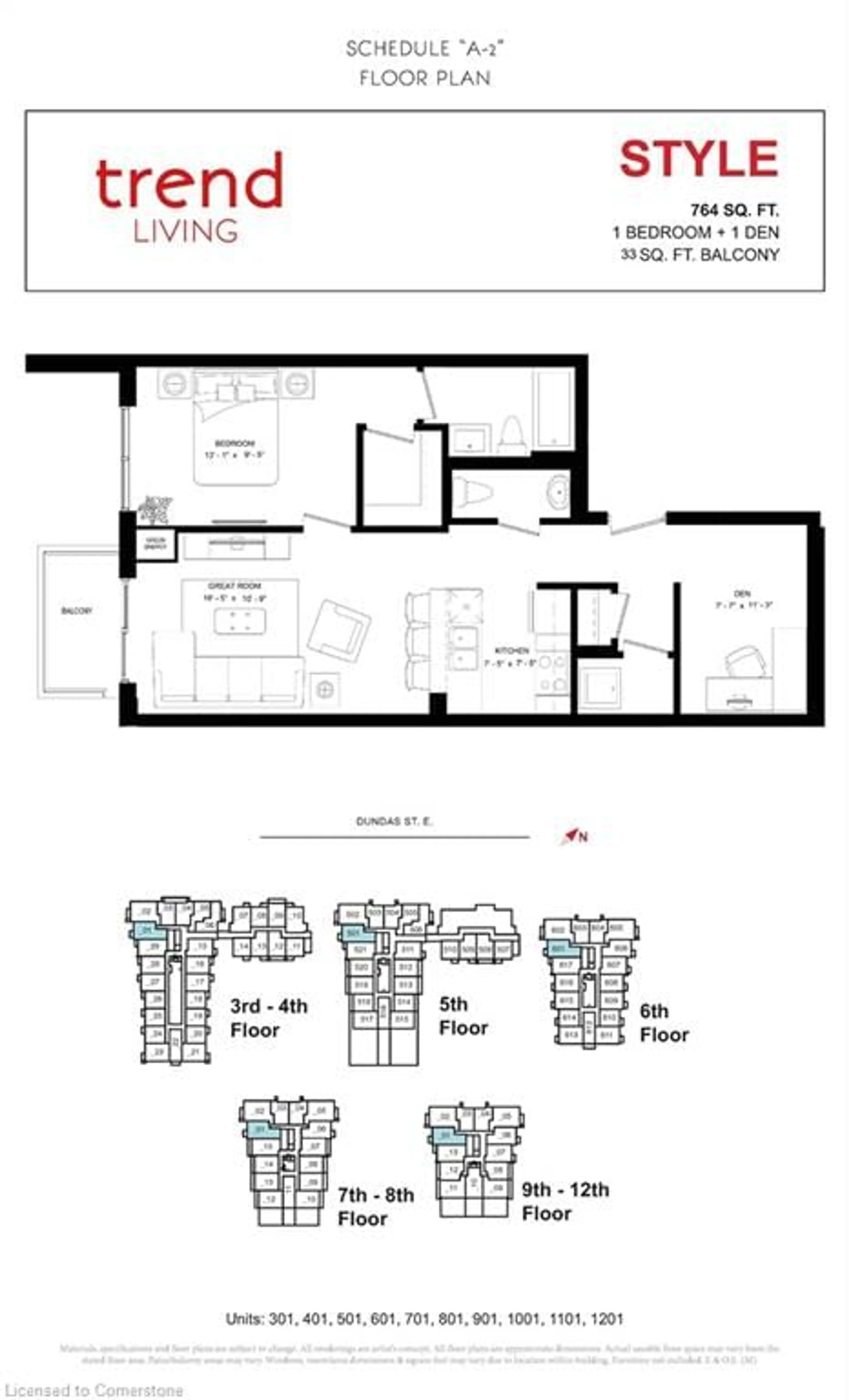 Floor plan for 470 Dundas St #801, Waterdown Ontario L8B 2A6