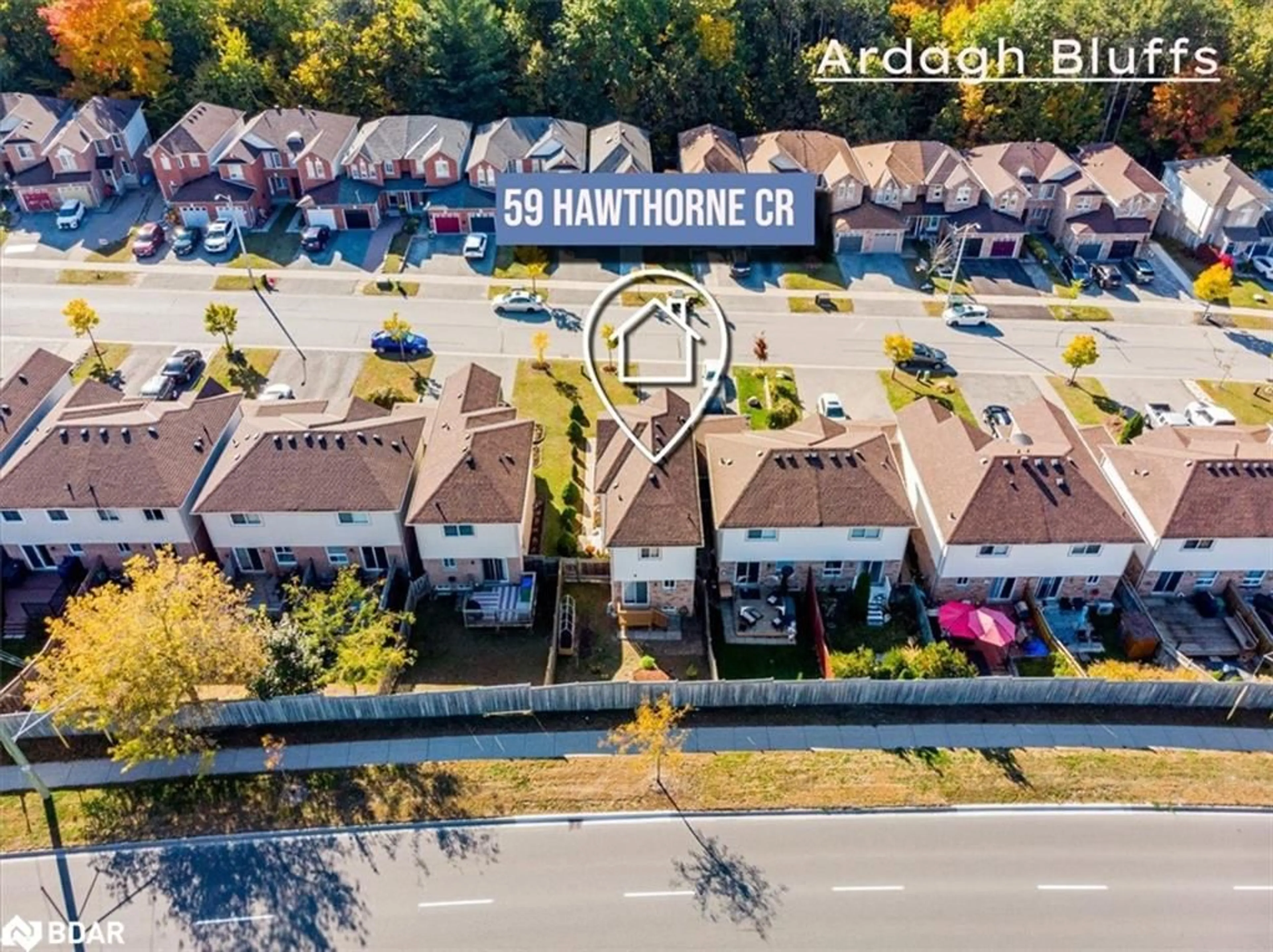 Frontside or backside of a home, the street view for 59 Hawthorne Cres, Barrie Ontario L4N 9Y7