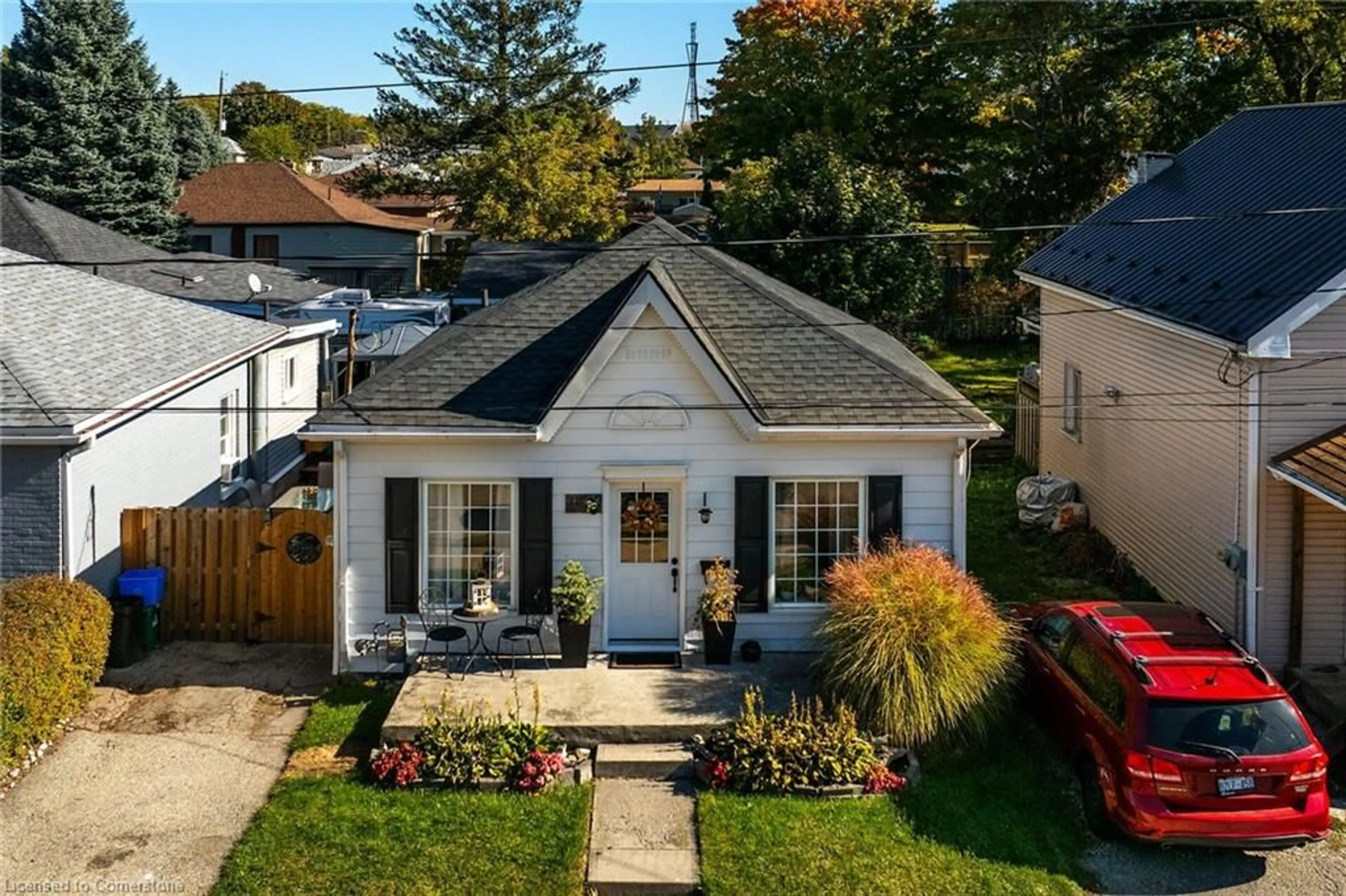 Frontside or backside of a home, the fenced backyard for 11 Esther St, Brantford Ontario N3S 6K3