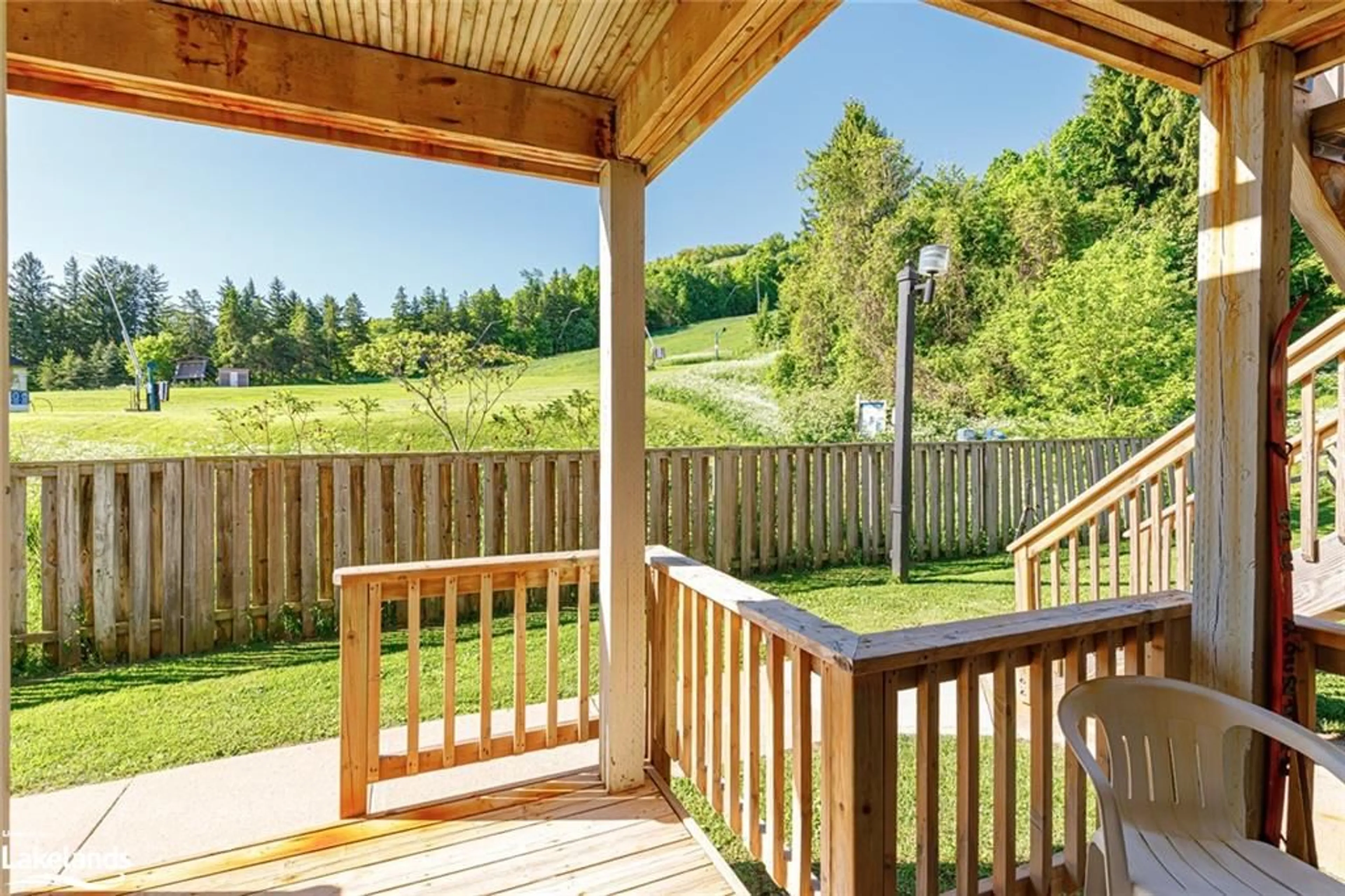 Patio, the fenced backyard for 796468 19 Grey Rd #605, The Blue Mountains Ontario L9Y 3Z2