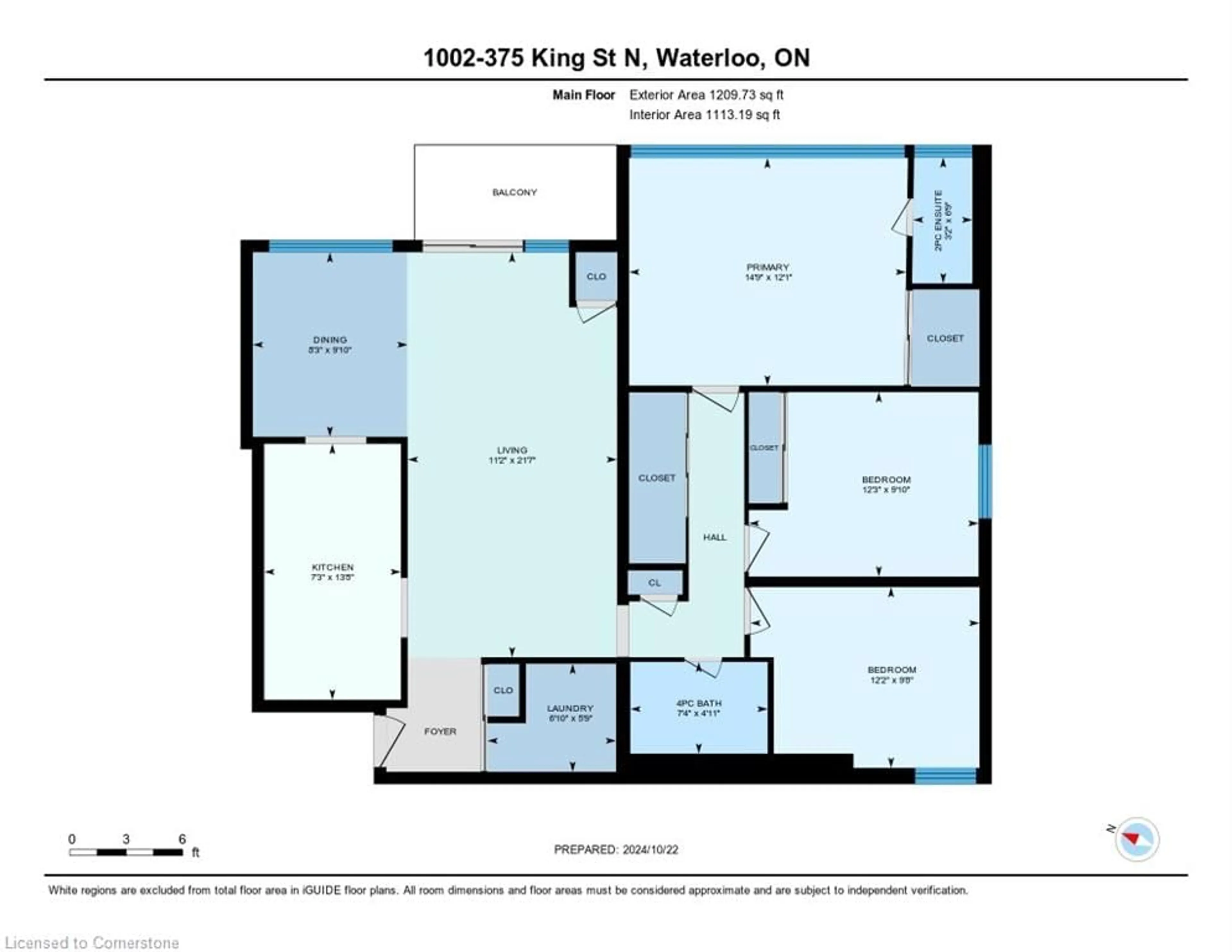 Floor plan for 375 King St #1002, Waterloo Ontario N2J 4L6