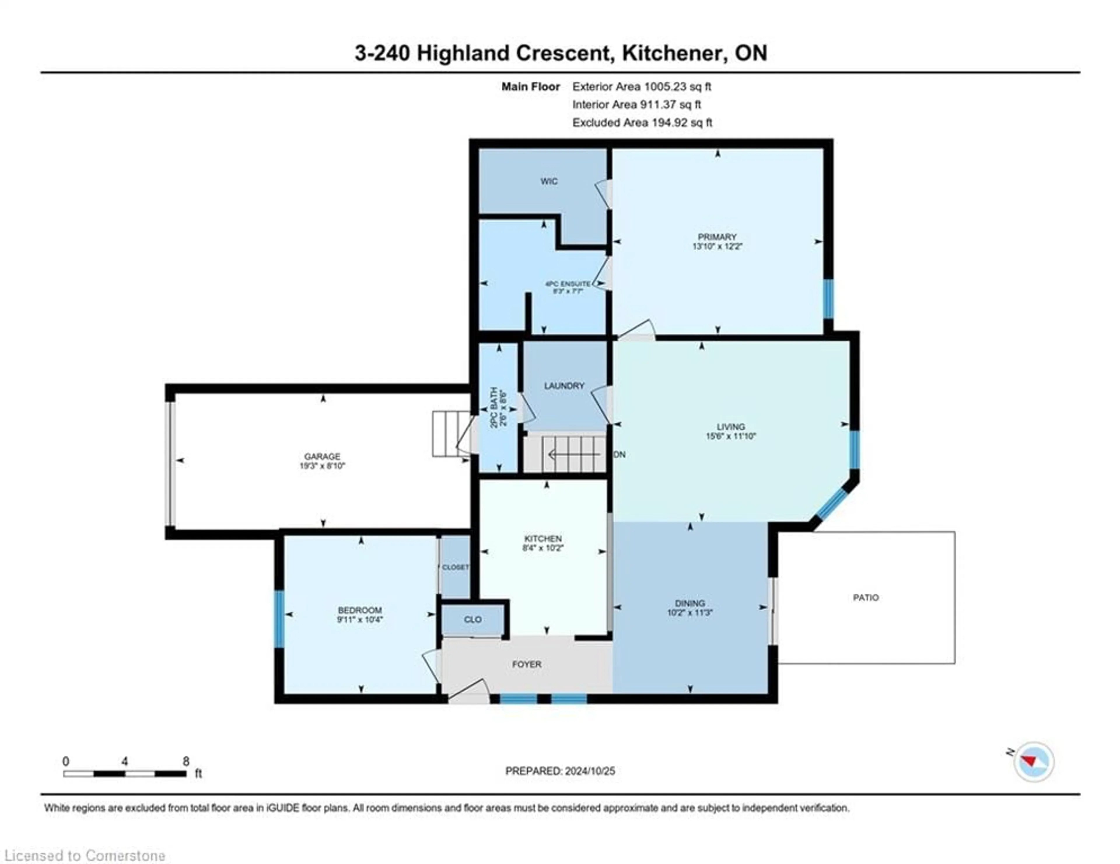 Floor plan for 240 Highland Cres #3, Kitchener Ontario N2M 5M6