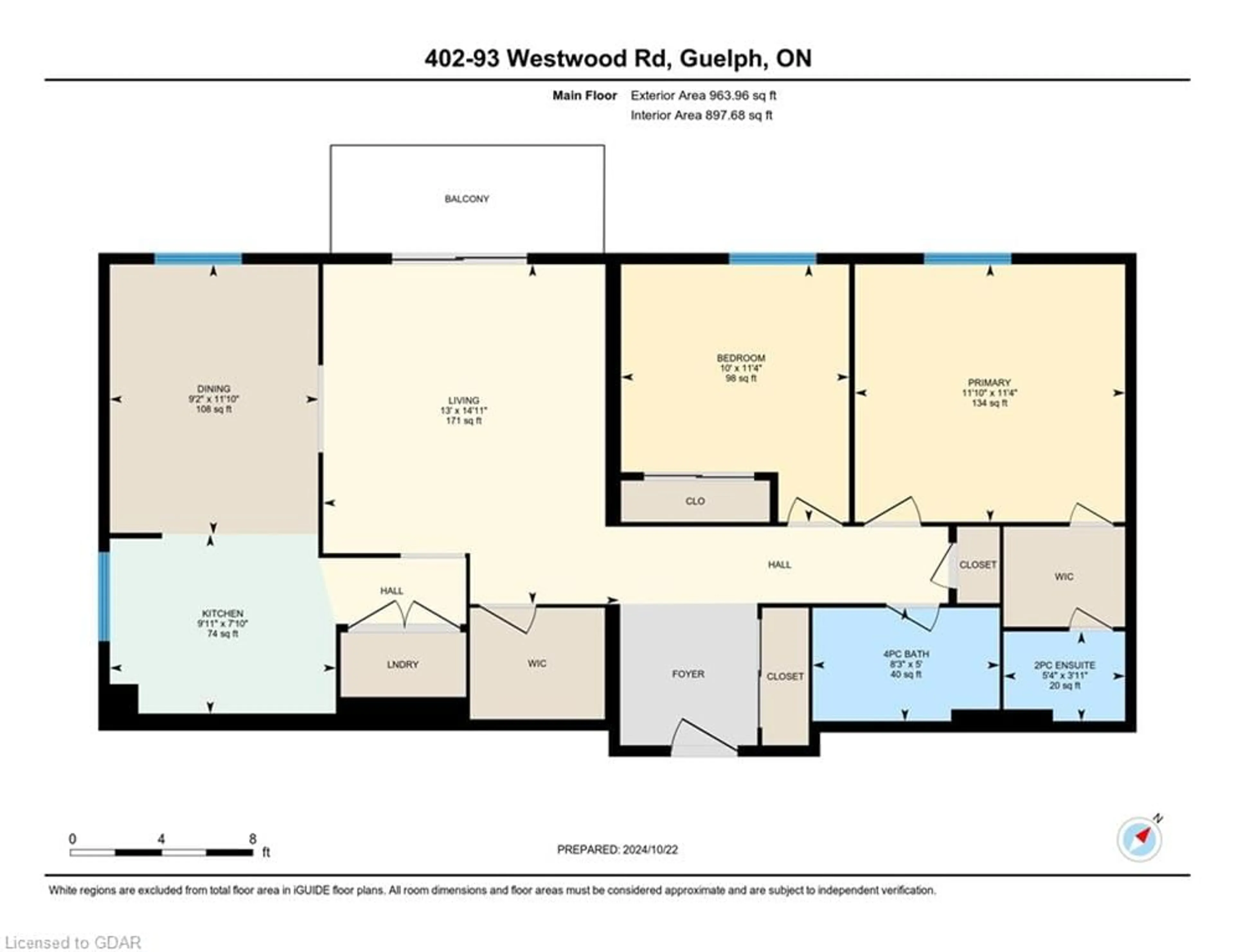 Floor plan for 93 Westwood Rd #402, Guelph Ontario N1H 7J7