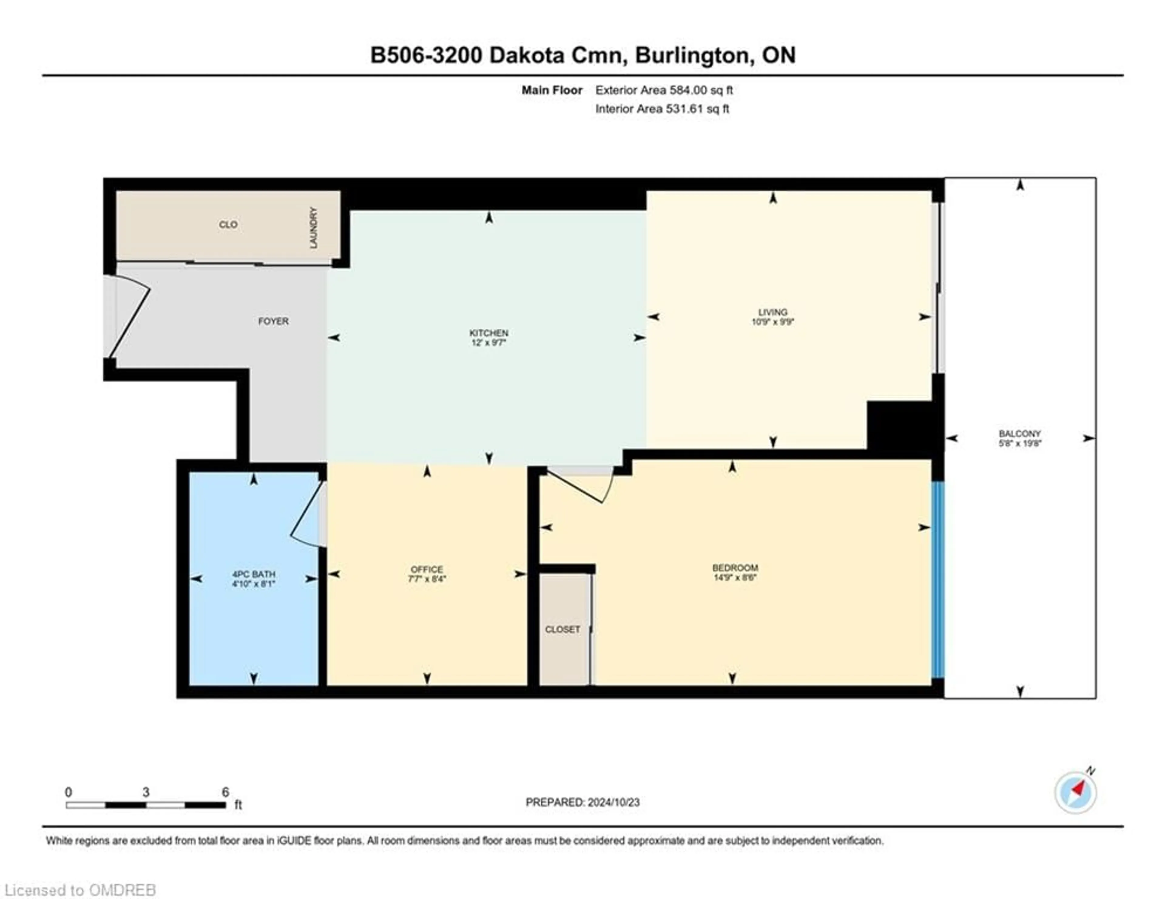 Floor plan for 3200 Dakota Common #B506, Burlington Ontario L7M 2A7