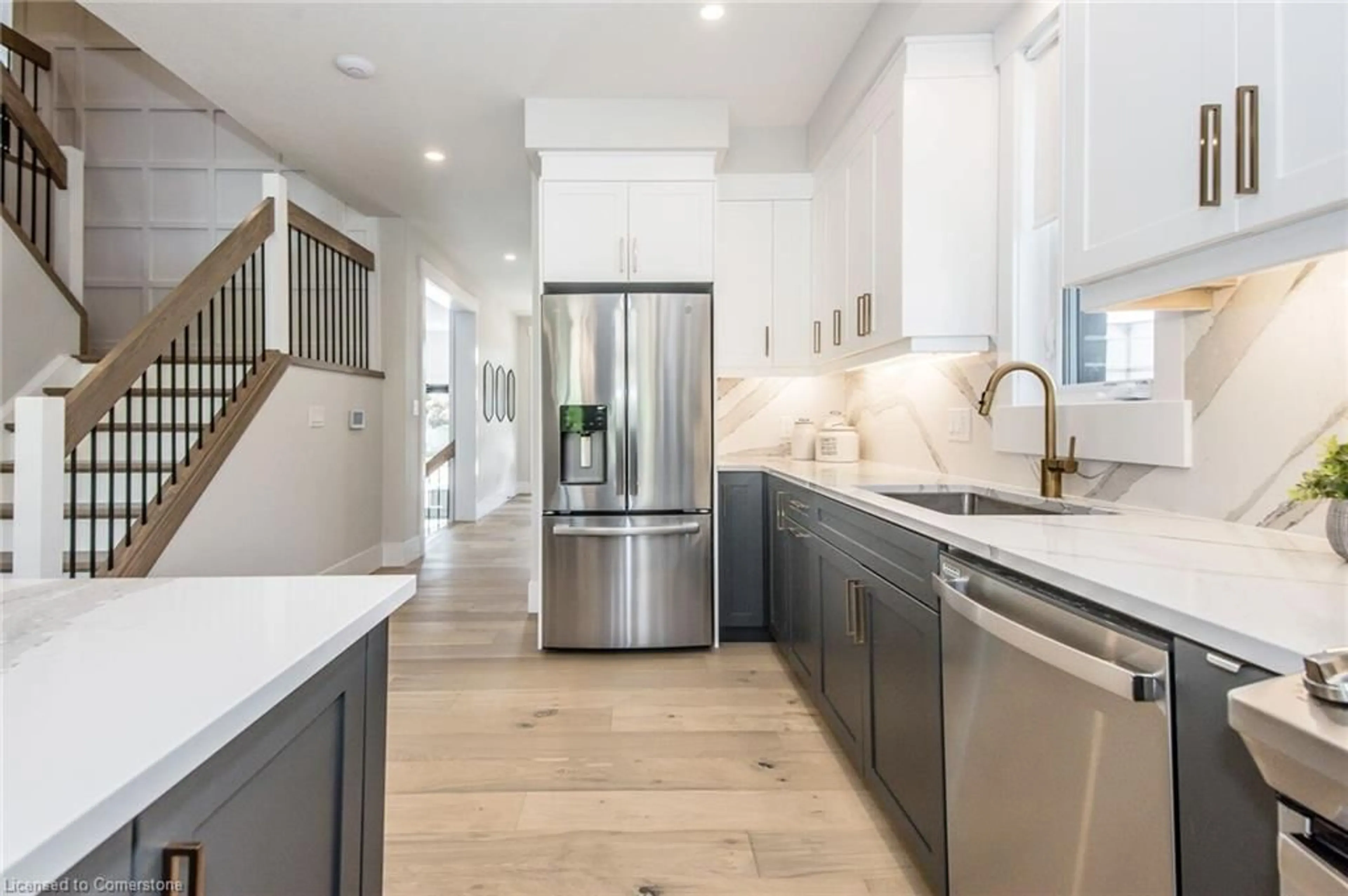 Contemporary kitchen, wood floors for 160 Newman Dr #Lot 58, Cambridge Ontario N1S 5B4