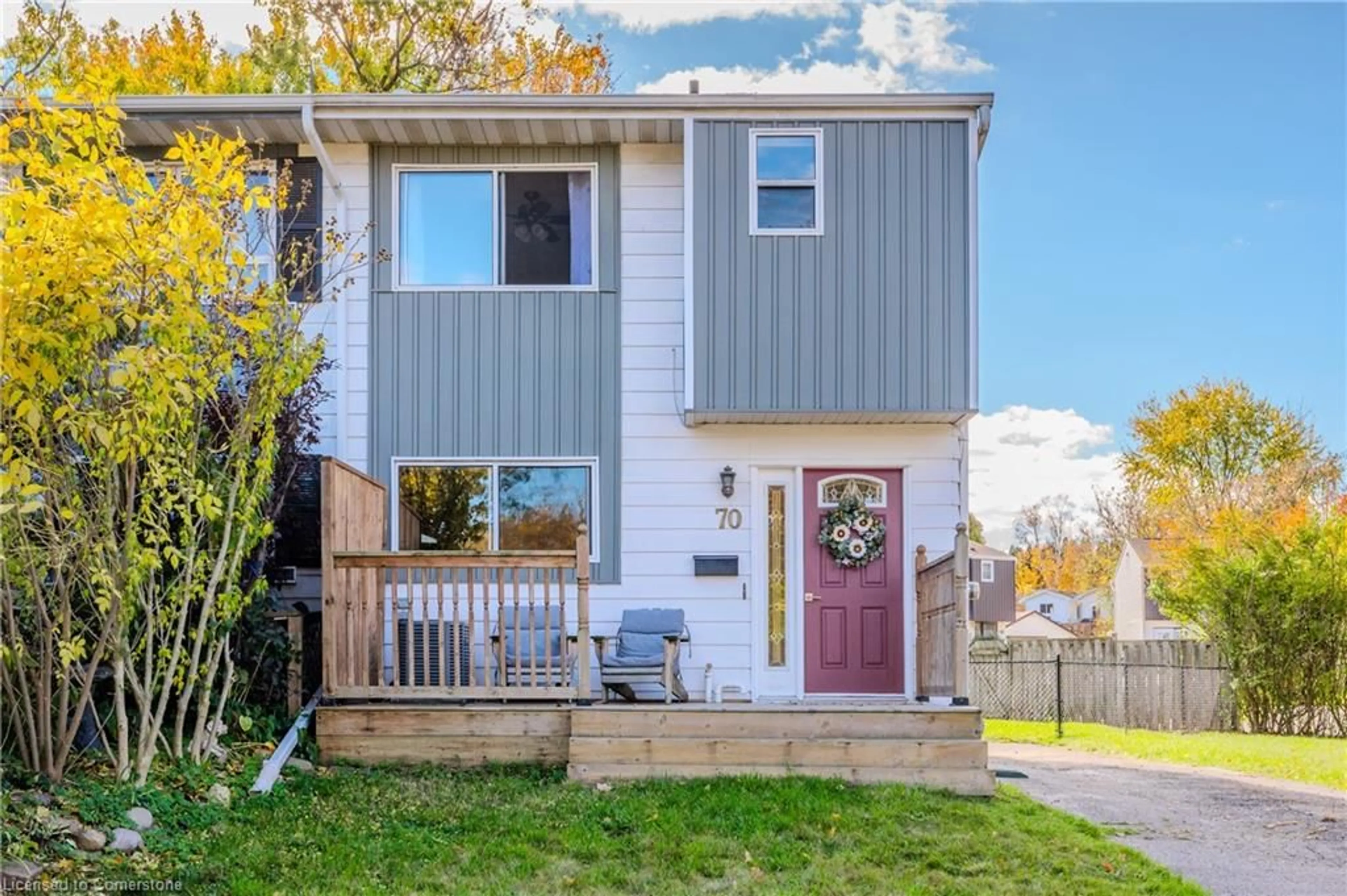 A pic from exterior of the house or condo, the fenced backyard for 70 Tennyson St, Woodstock Ontario N4S 8B5