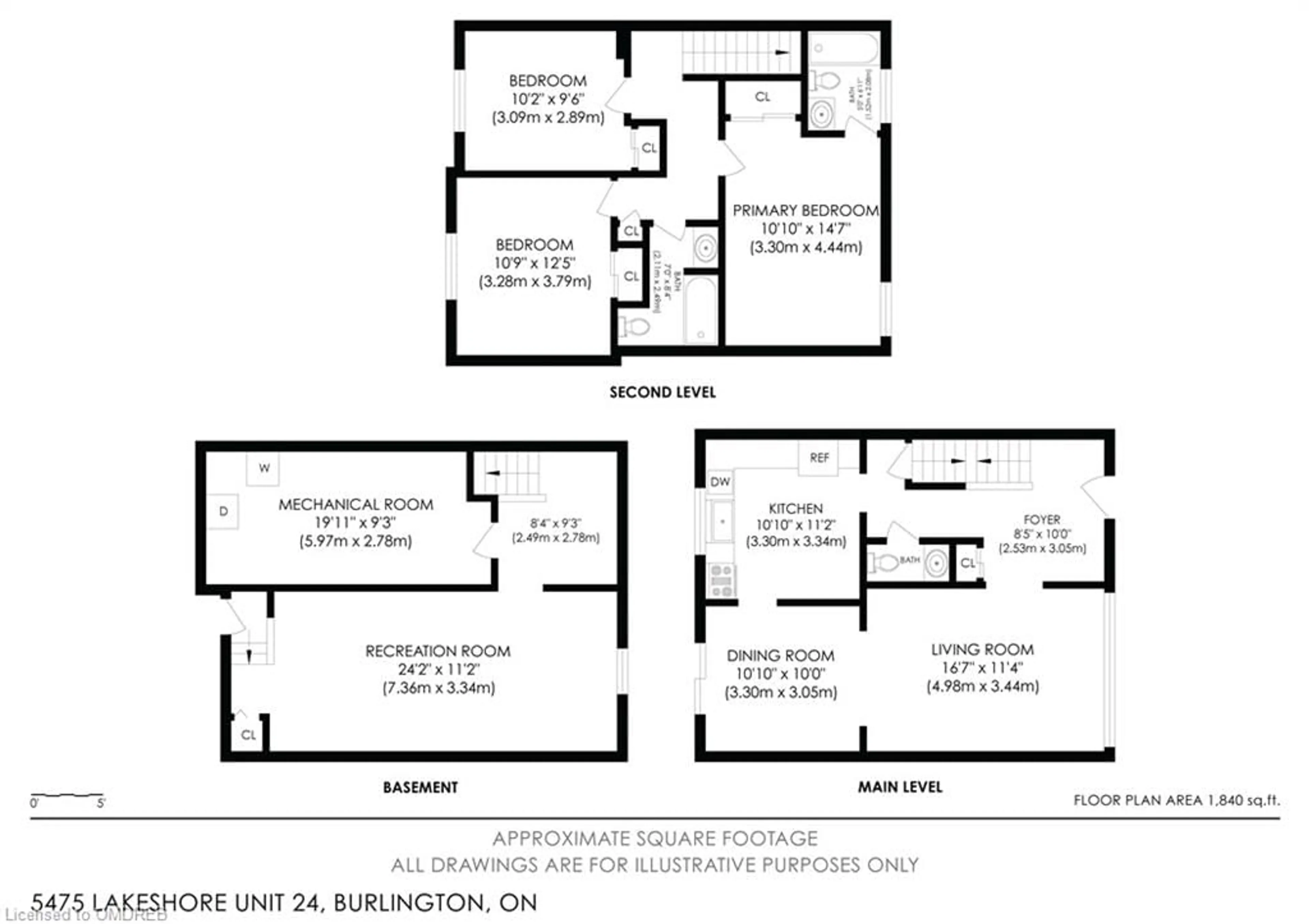 Floor plan for 5475 Lakeshore Rd #24, Burlington Ontario L7L 1E1