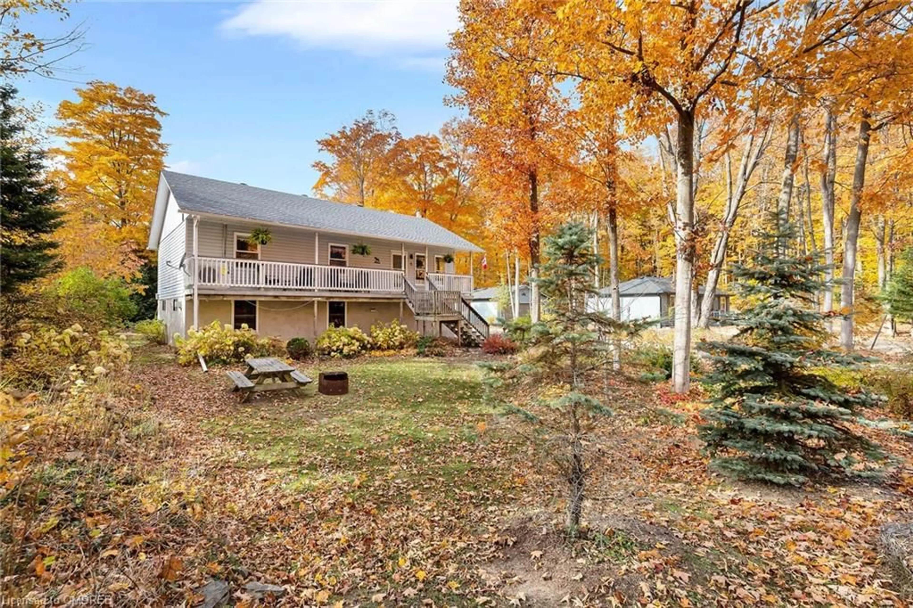 A pic from exterior of the house or condo, the fenced backyard for 6 Davies Dr, Sauble Beach Ontario N0H 2G0