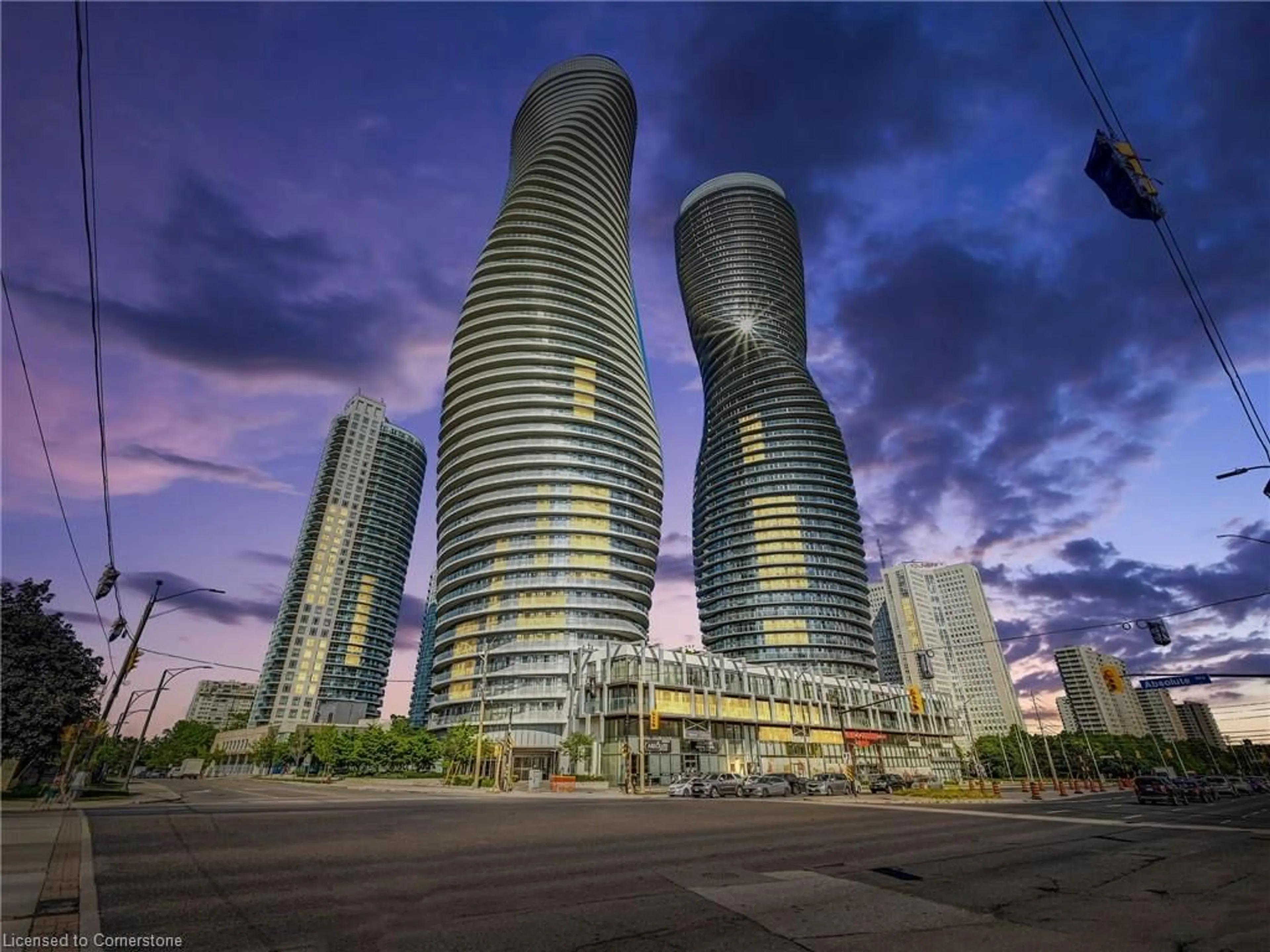 A pic from exterior of the house or condo, the view of city buildings for 4033 Hurontario St #315, Mississauga Ontario L4Z 0B8