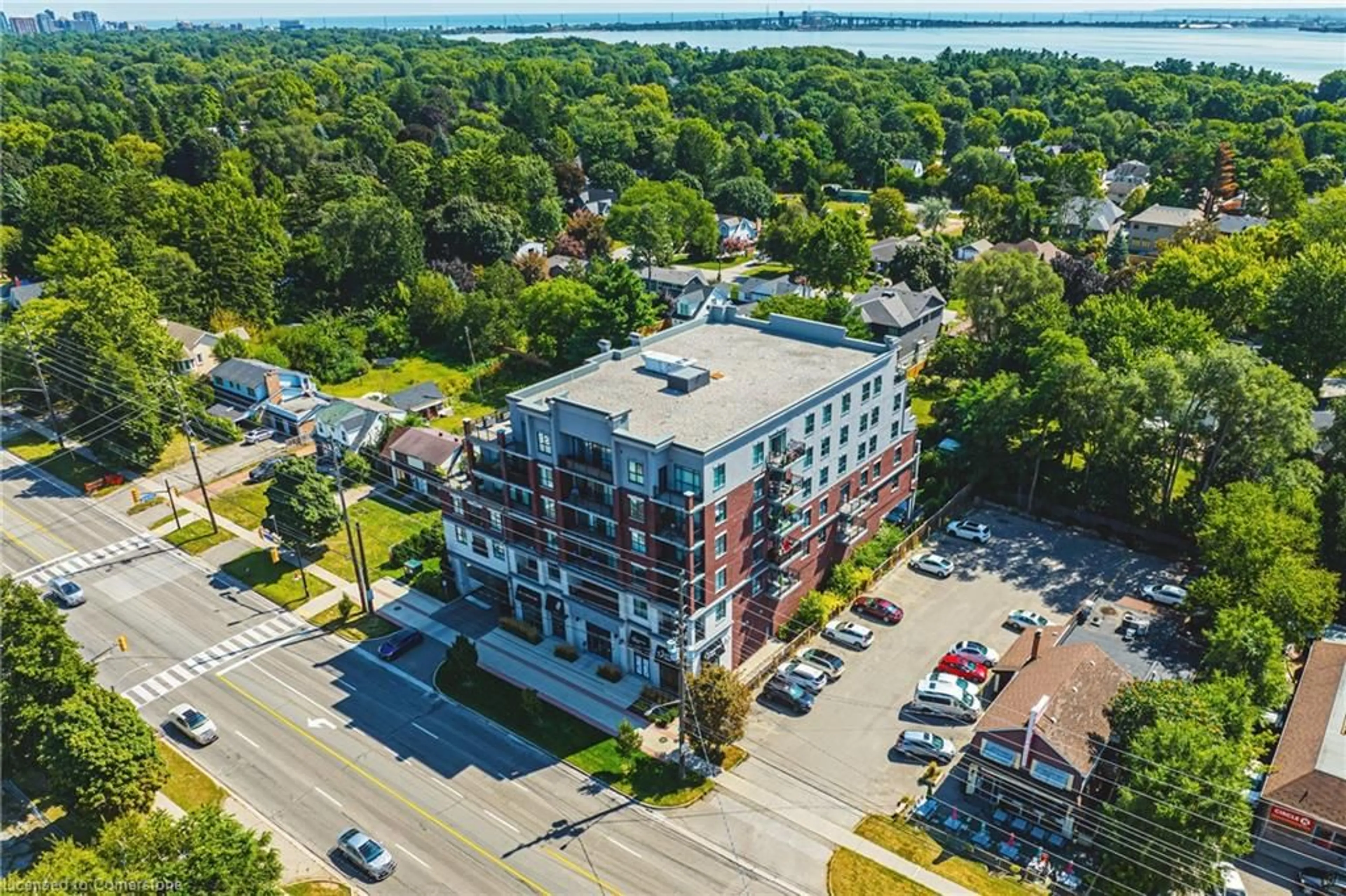 A pic from exterior of the house or condo, the street view for 34 Plains Rd #208, Burlington Ontario L7T 0B9