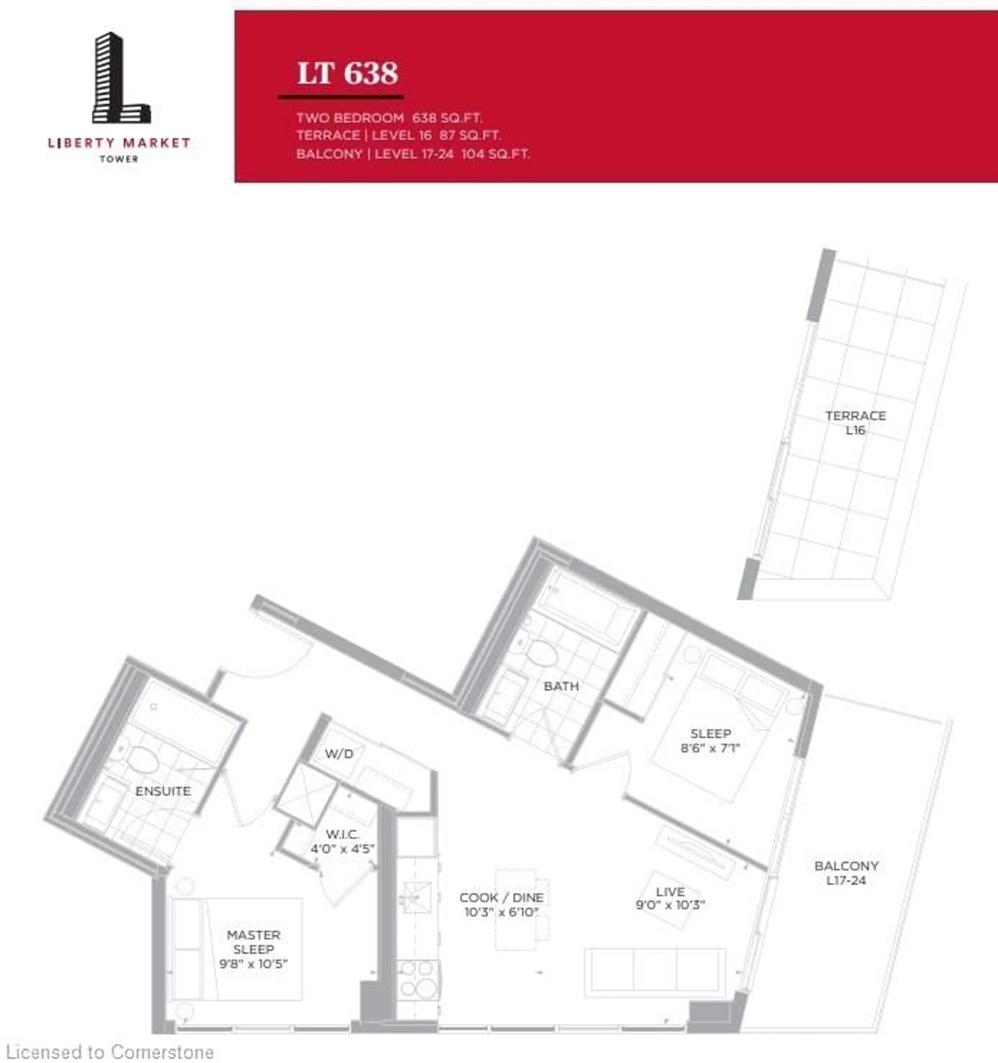 Floor plan for 135 East Liberty St #2411, Toronto Ontario M6K 0G7