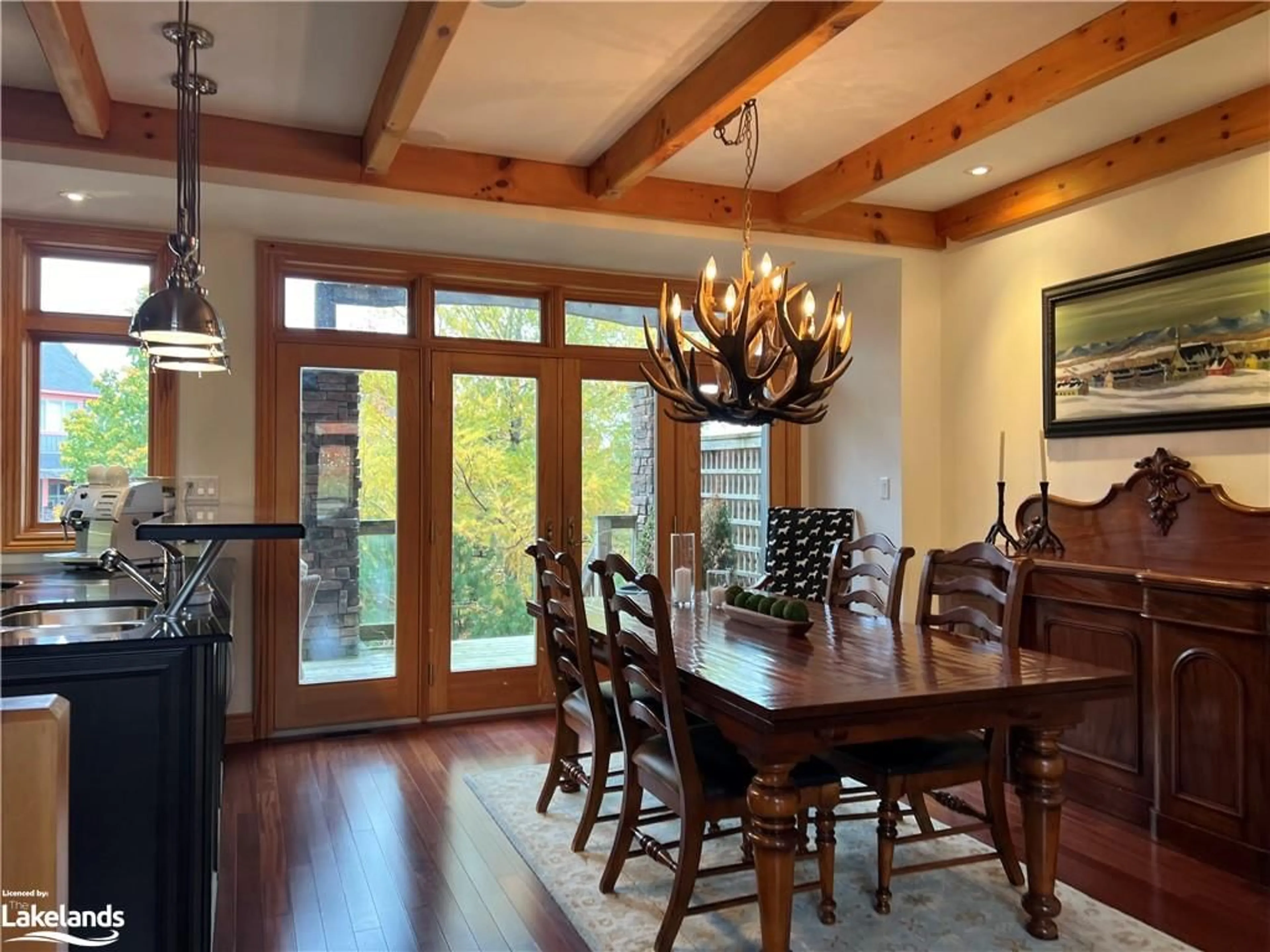 Dining room, wood floors, cottage for 204 Blueski George Cres #57, The Blue Mountains Ontario L9V 0V4