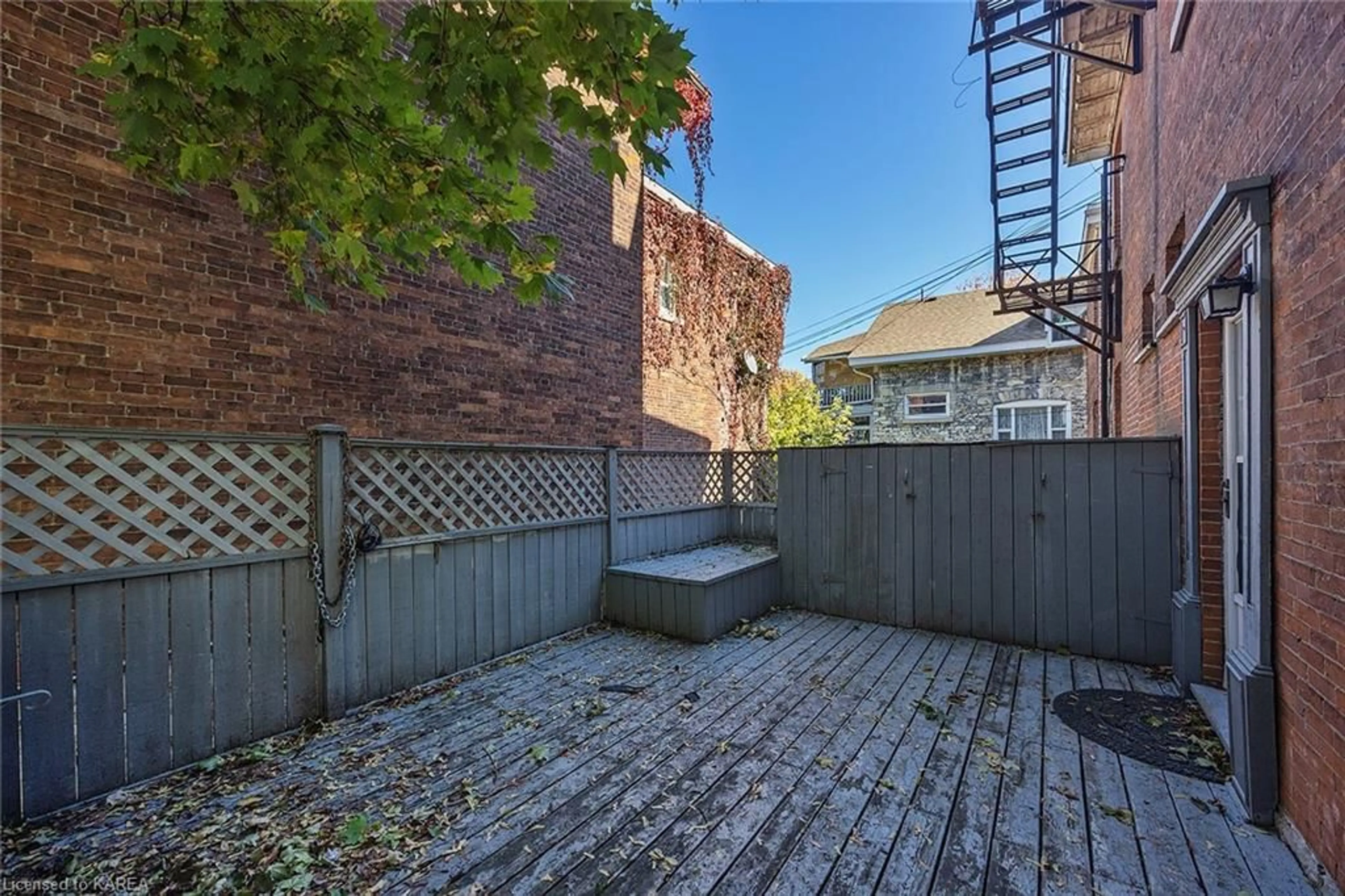 Patio, the fenced backyard for 217 William St, Kingston Ontario K7L 2E2