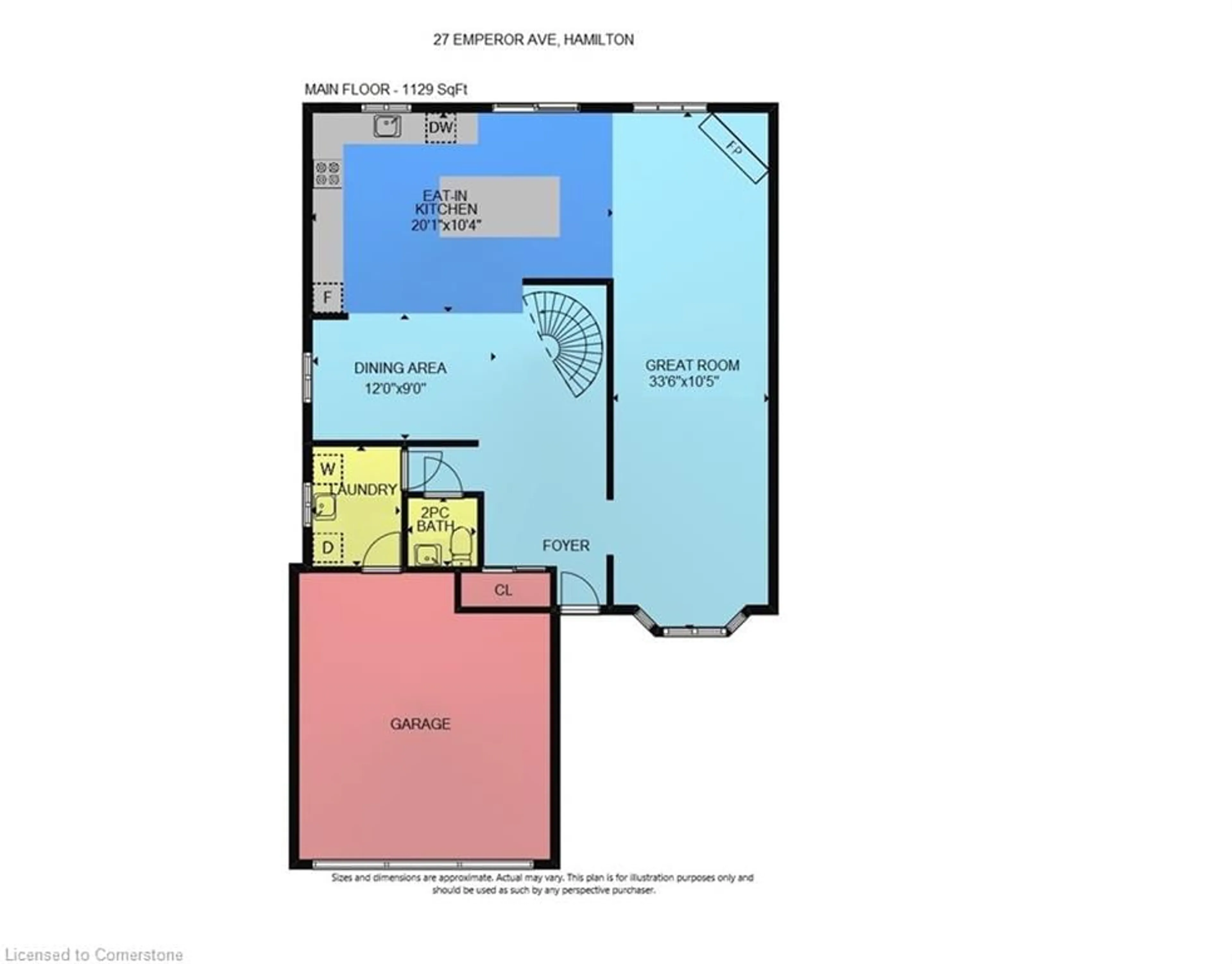 Floor plan for 27 Emperor Ave, Hamilton Ontario L9B 2E6