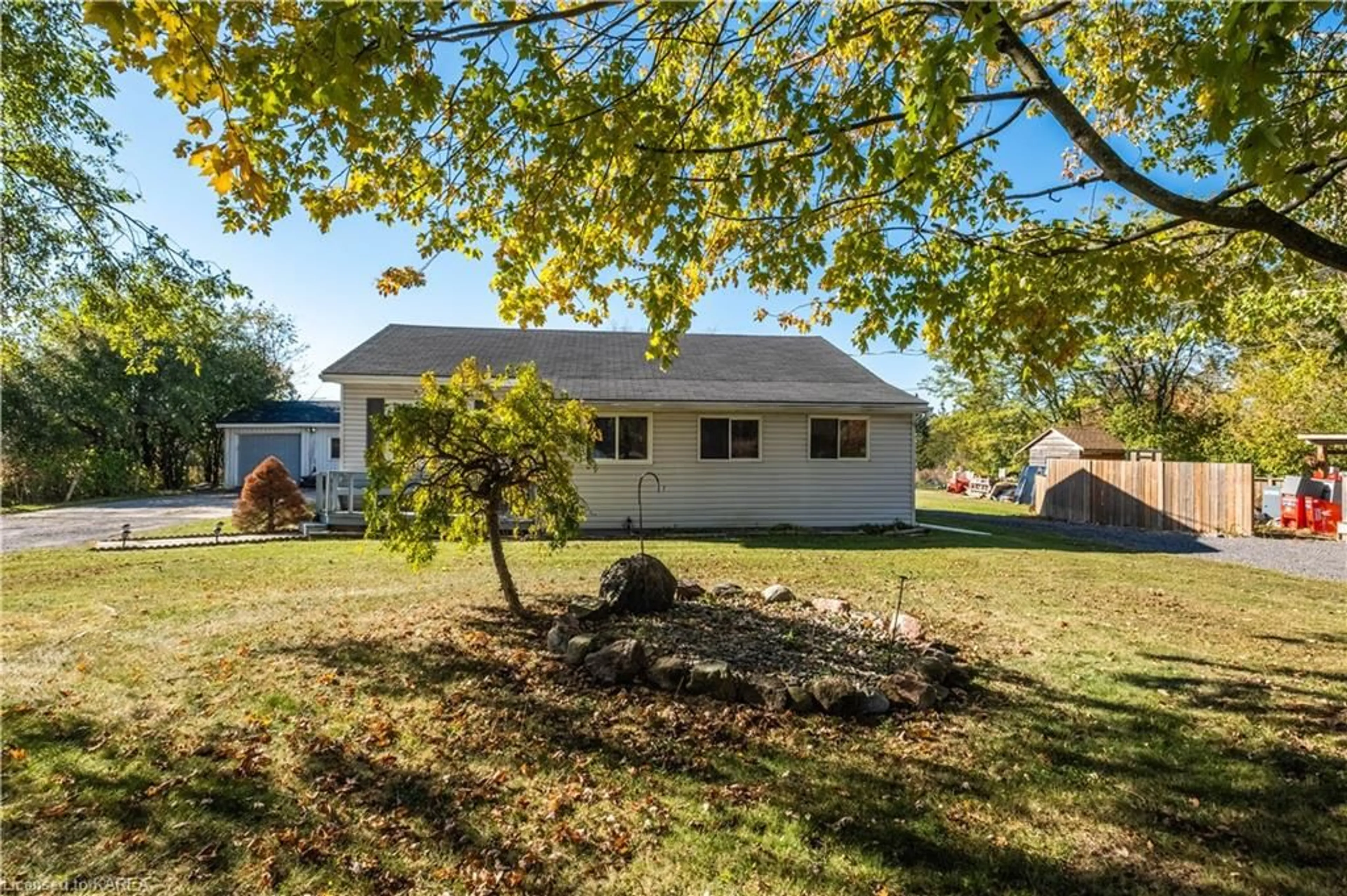 Frontside or backside of a home, the fenced backyard for 40 Yeomans St, Napanee Ontario K7R 3B9