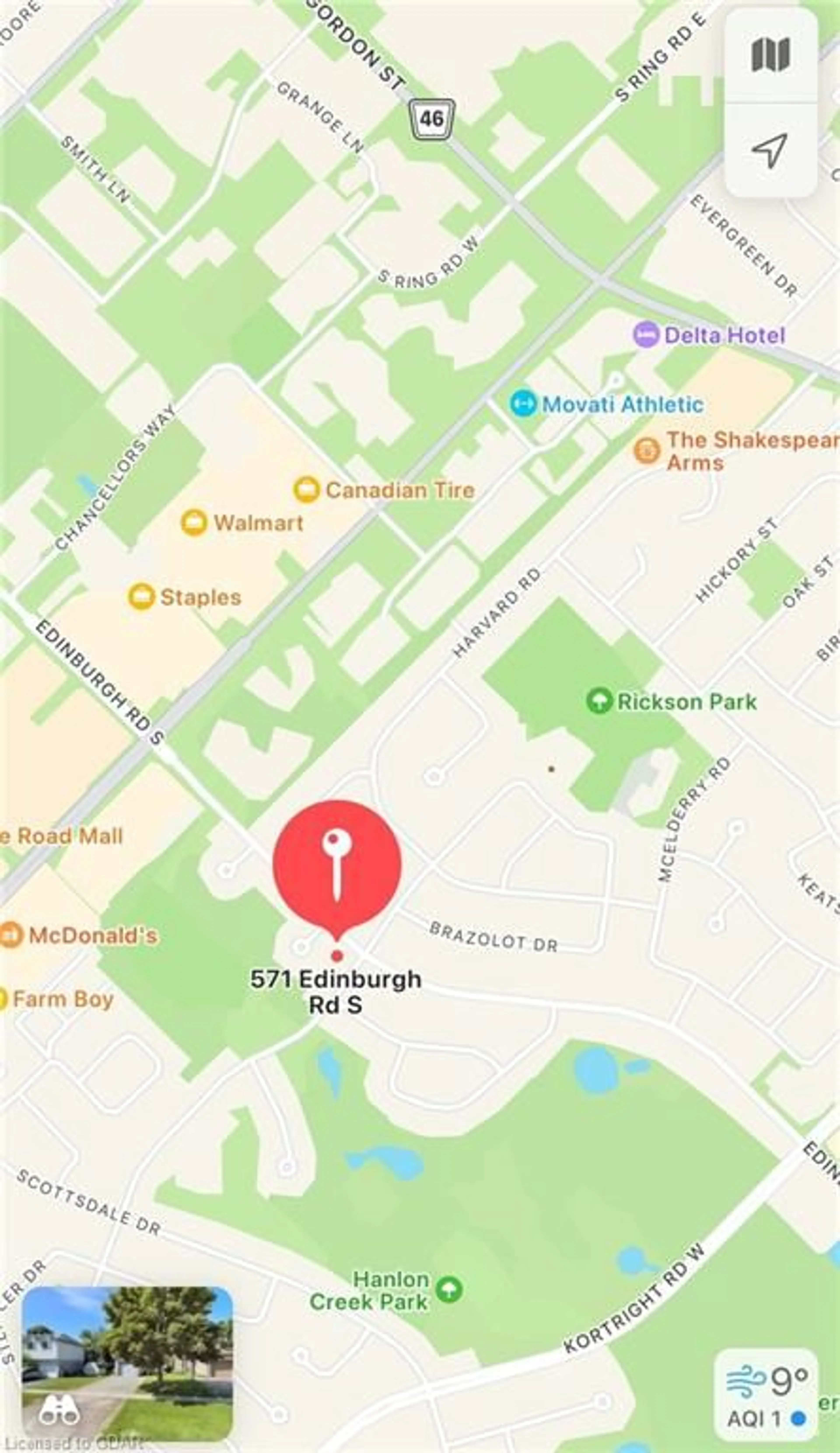 Picture of a map for 571 Edinburgh Rd, Guelph Ontario N1G 4E7