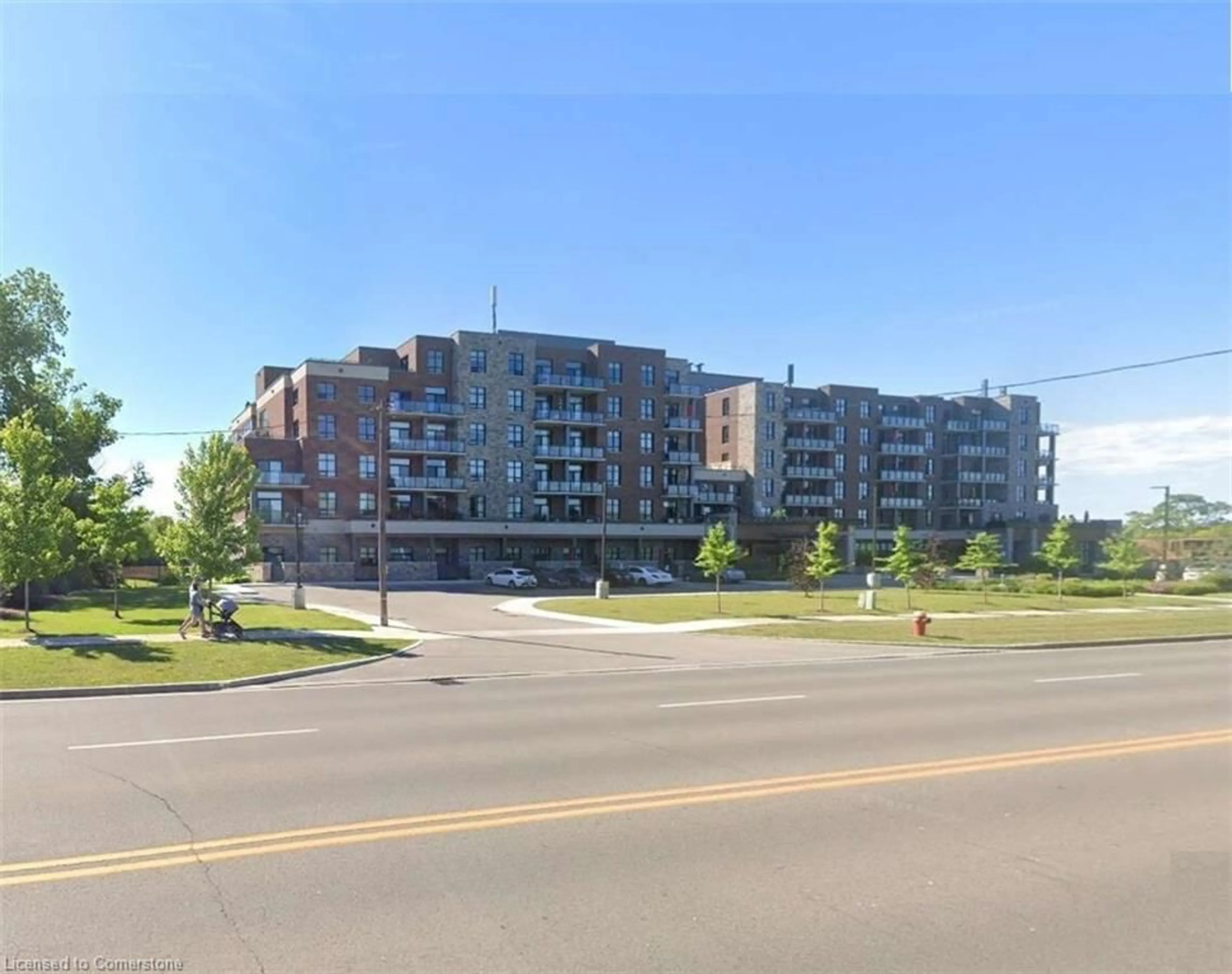 A pic from exterior of the house or condo, the street view for 3290 New St #214, Burlington Ontario L7N 1M8