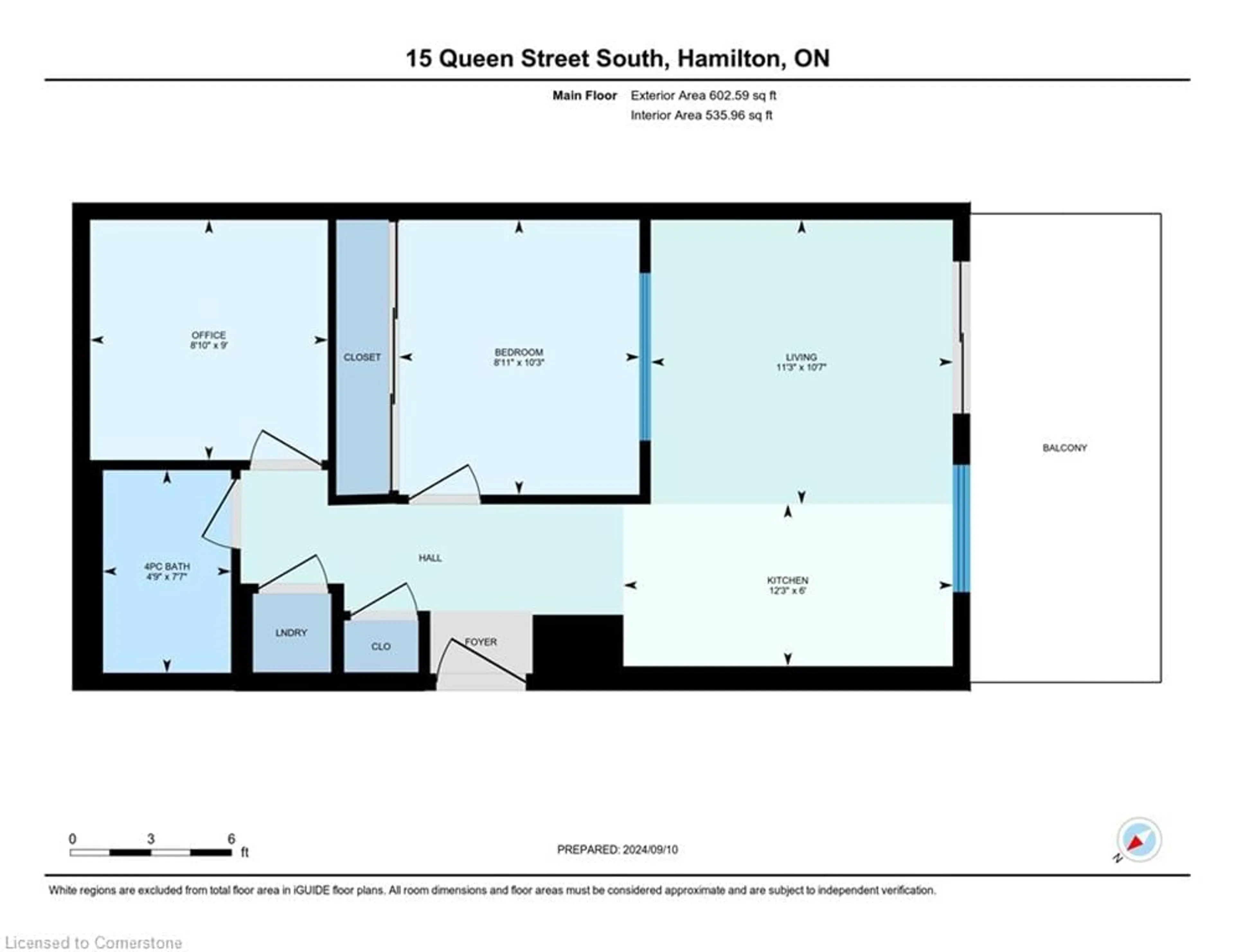 Floor plan for 15 Queen St #601, Hamilton Ontario L8P 0C6