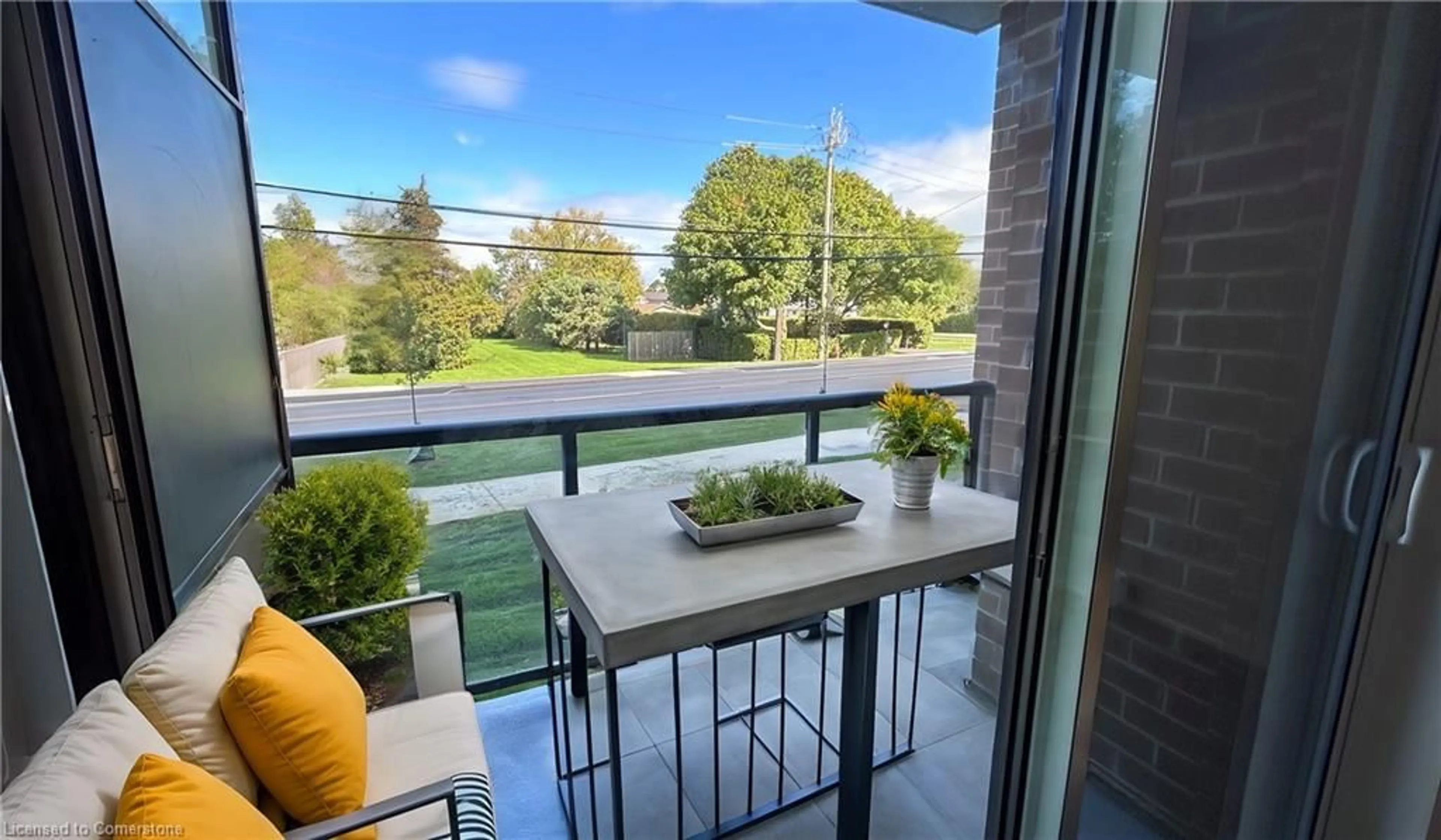 Patio, the fenced backyard for 600 North Service Rd Rd #109, Hamilton Ontario L8E 5A7