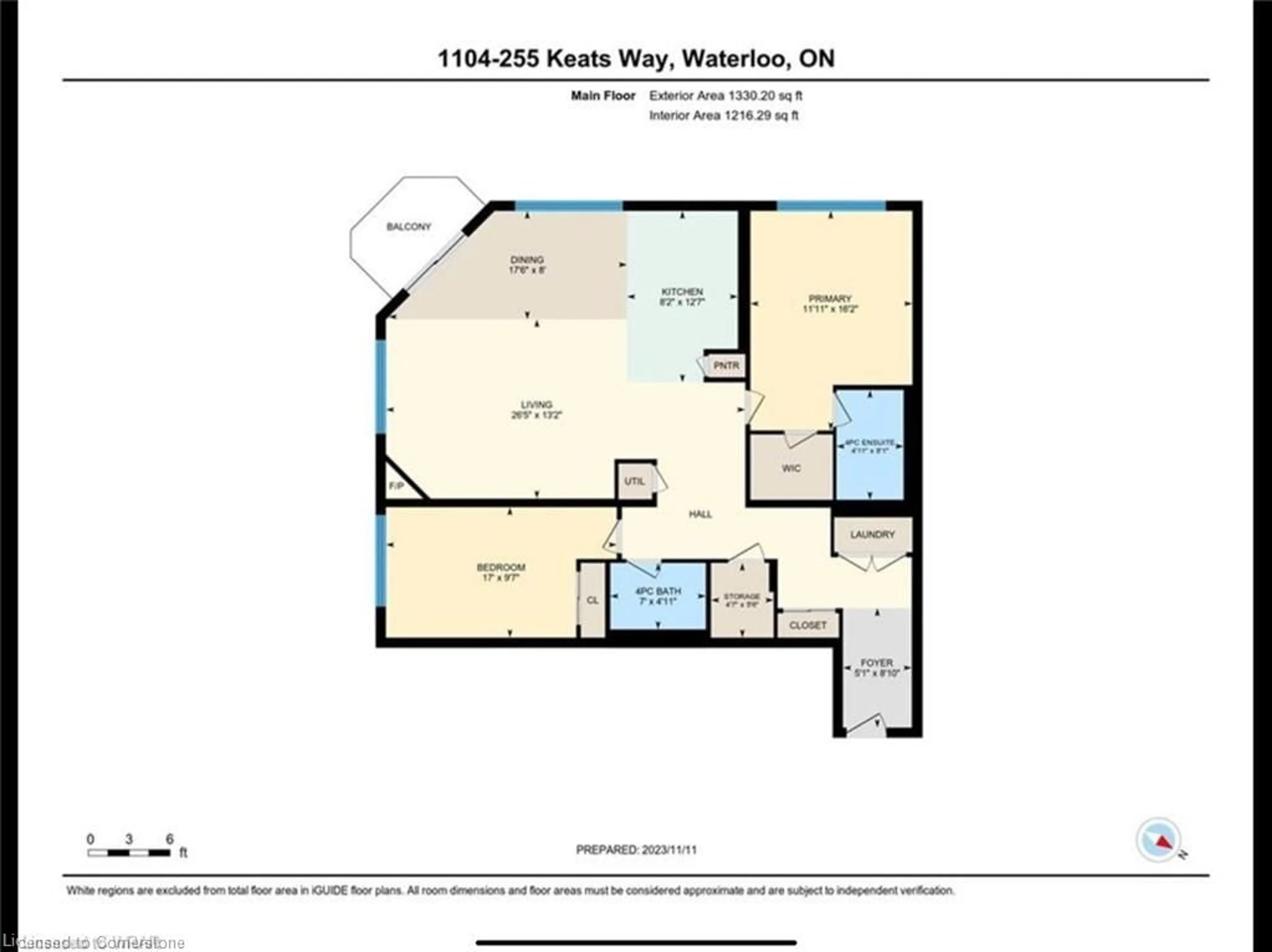 Floor plan for 255 Keats Way #804, Waterloo Ontario N2L 6N6