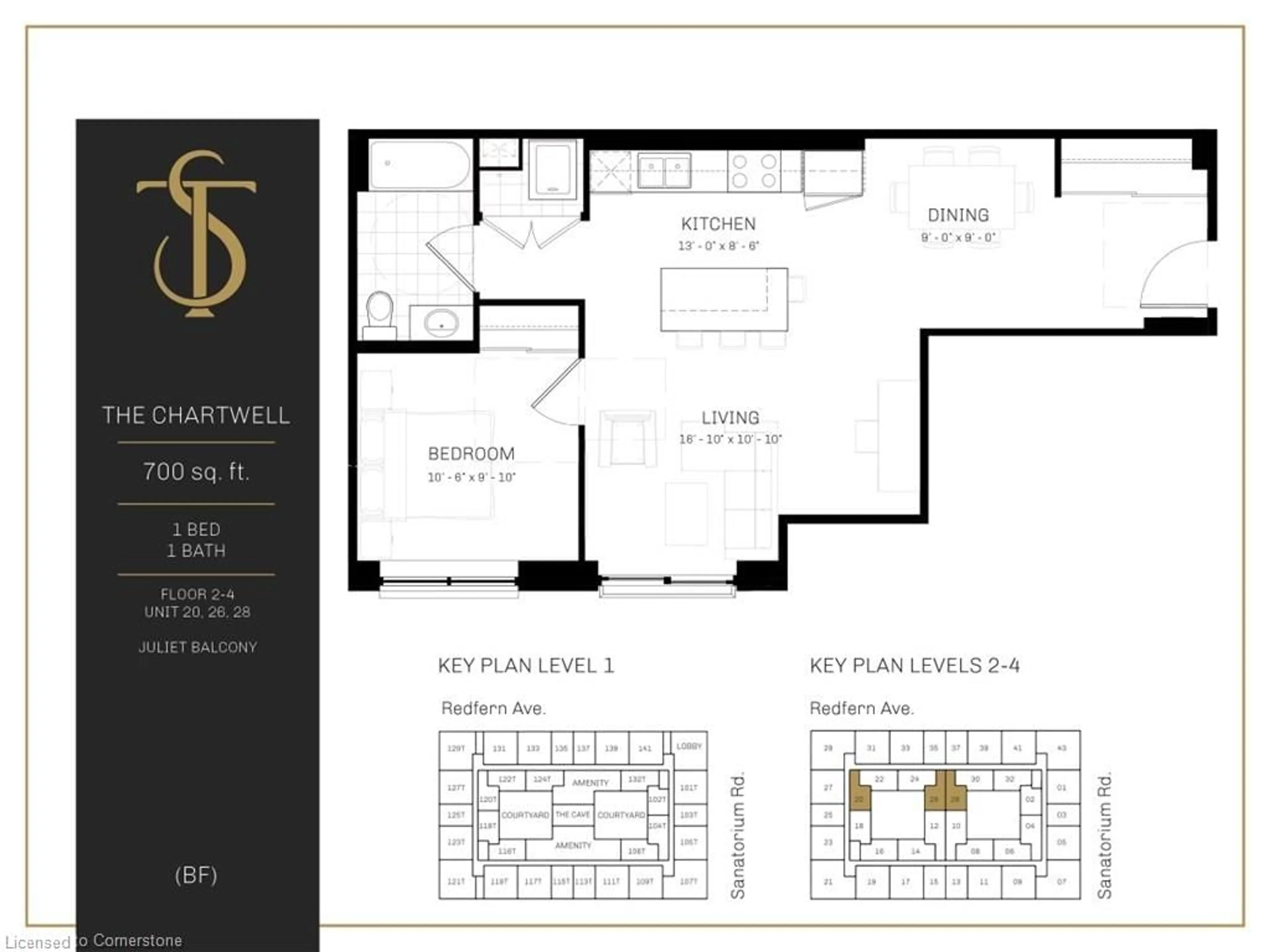 Floor plan for 1 Redfern Avenue Ave #220, Hamilton Ontario L9C 7S6