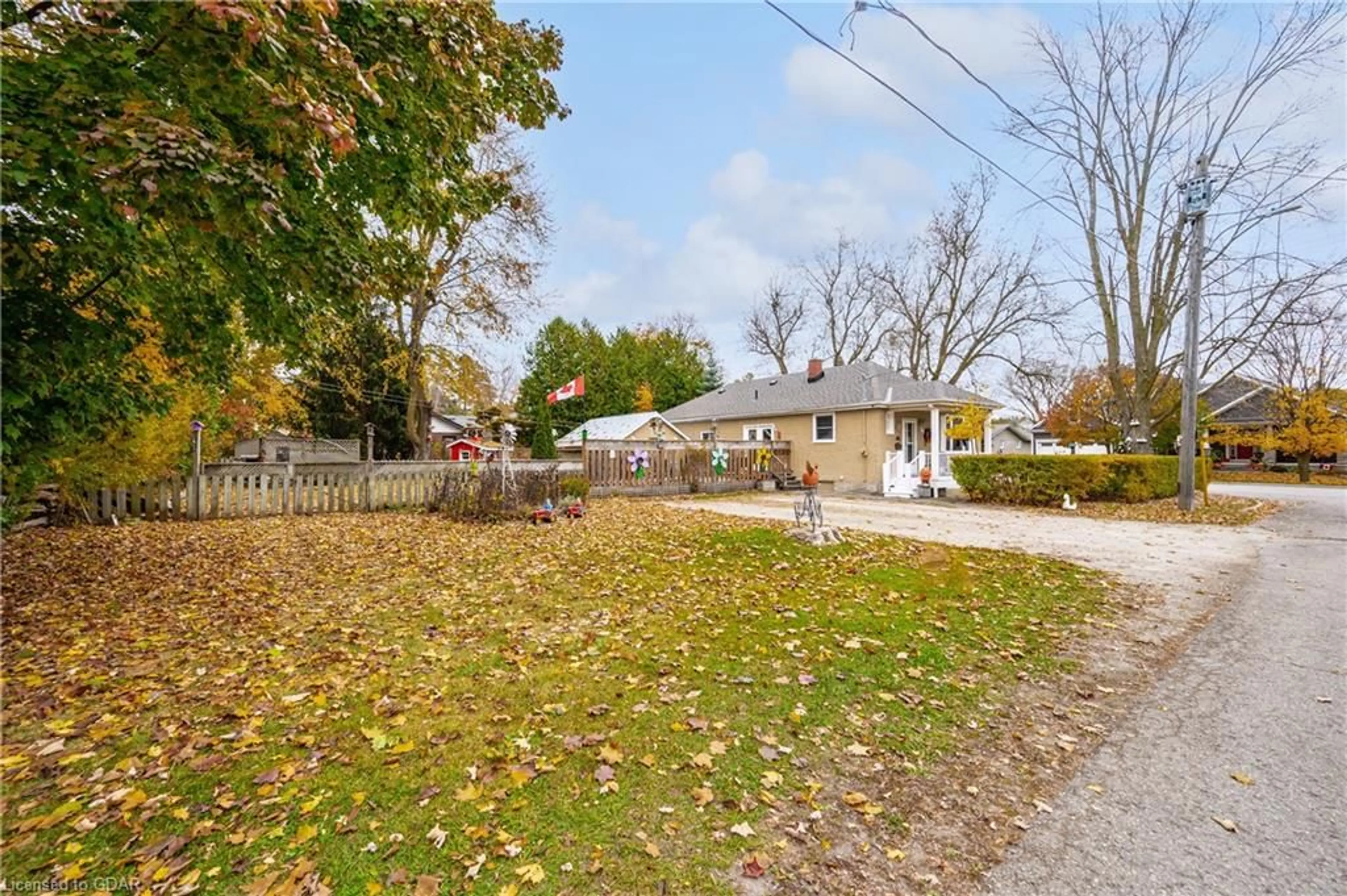 A pic from exterior of the house or condo, the fenced backyard for 55 John St, Elora Ontario N0B 1S0