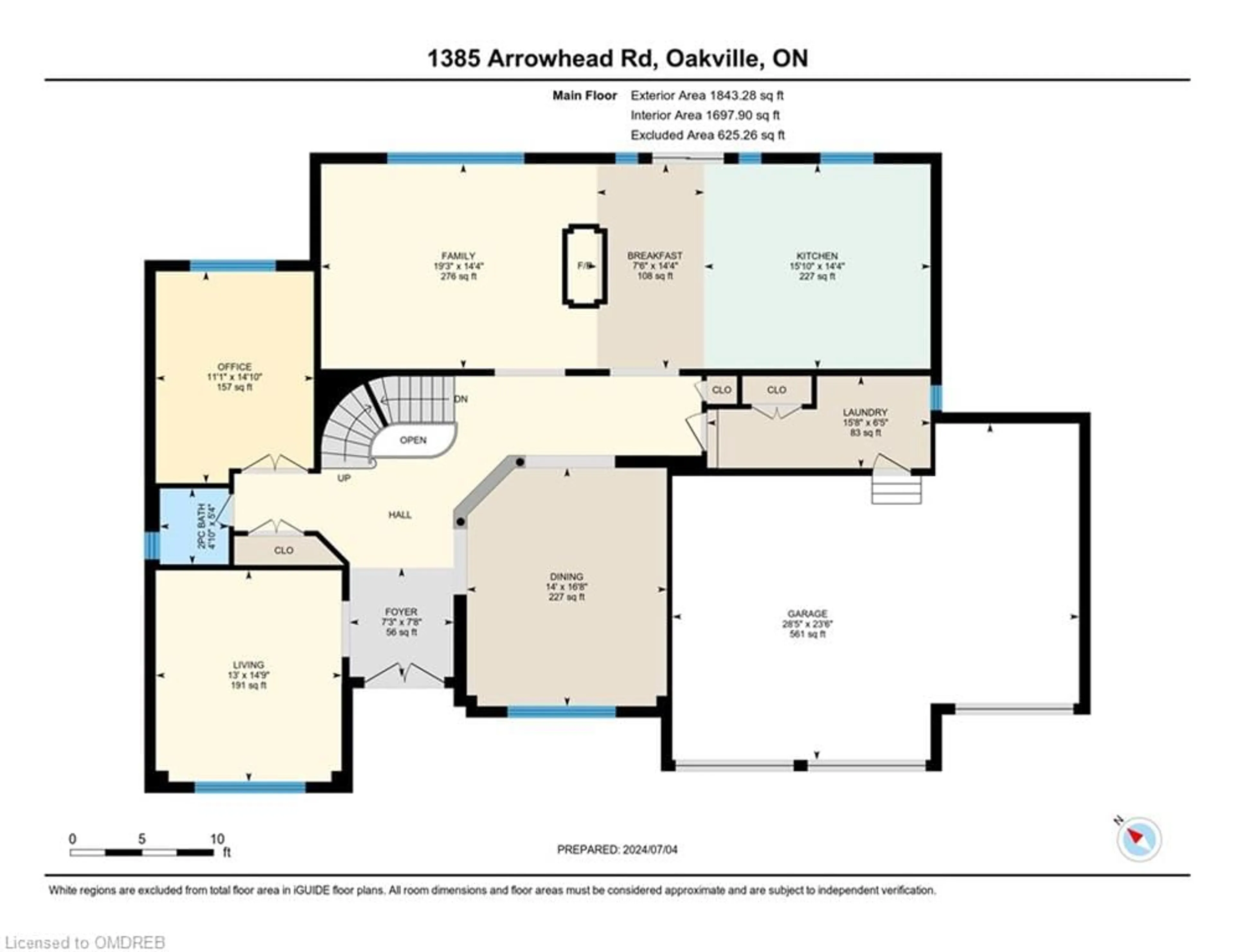 Floor plan for 1385 Arrowhead Rd, Oakville Ontario L6H 7P7