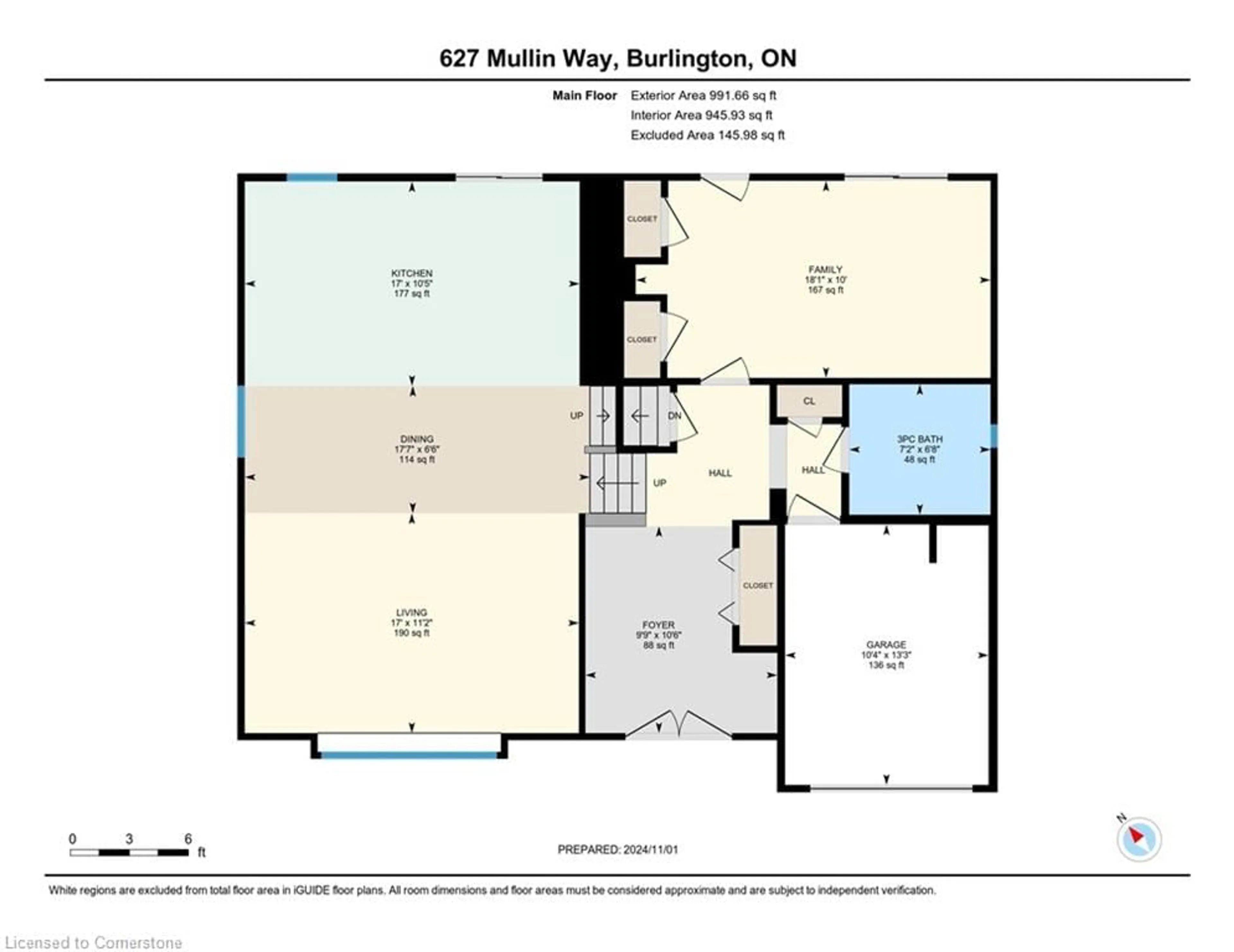 Floor plan for 627 Mullin Way, Burlington Ontario L7L 4J6