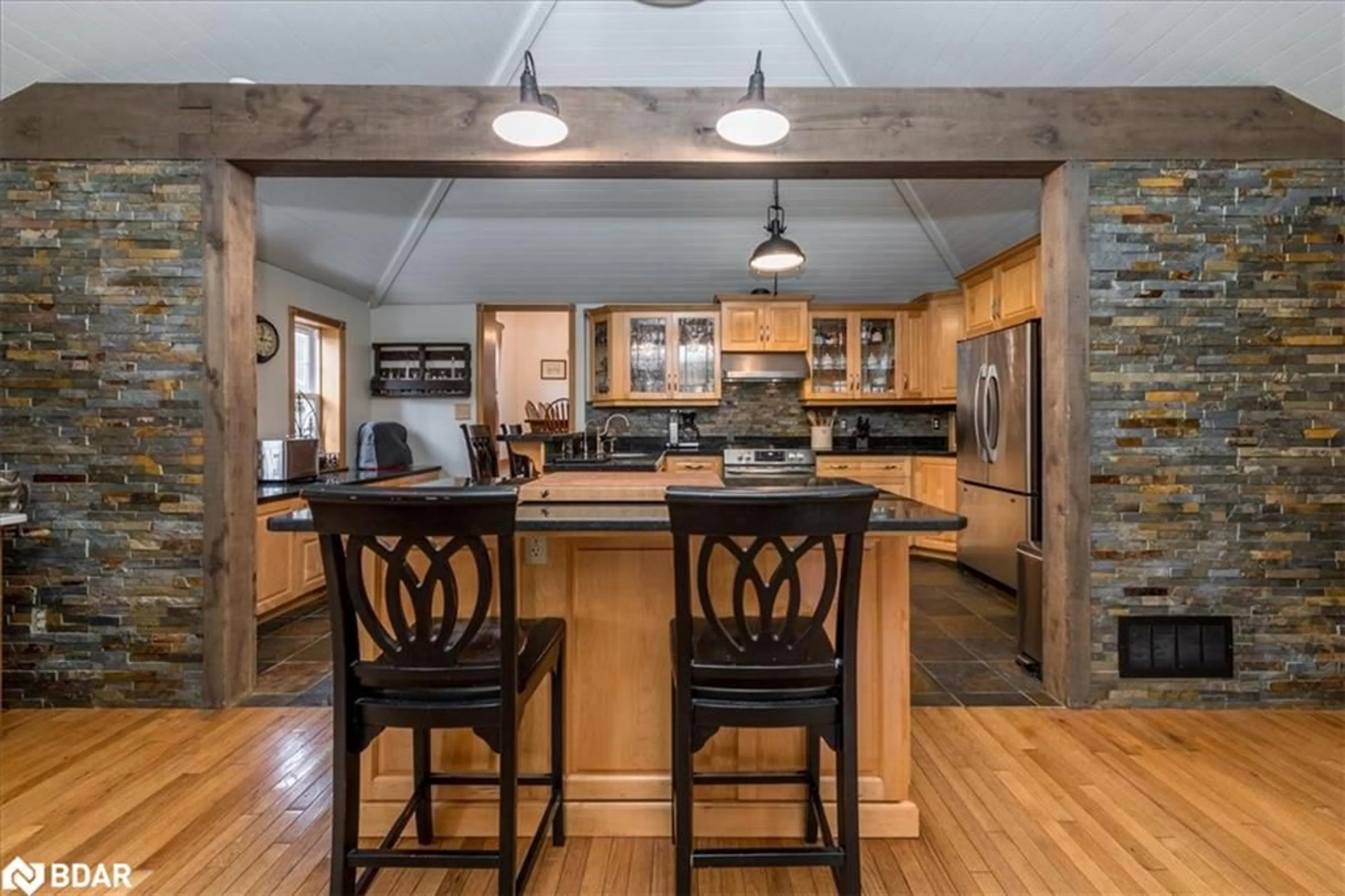 Rustic kitchen, wood floors, cottage for 1048 Fern Road, Innisfil Ontario L0L 1C0