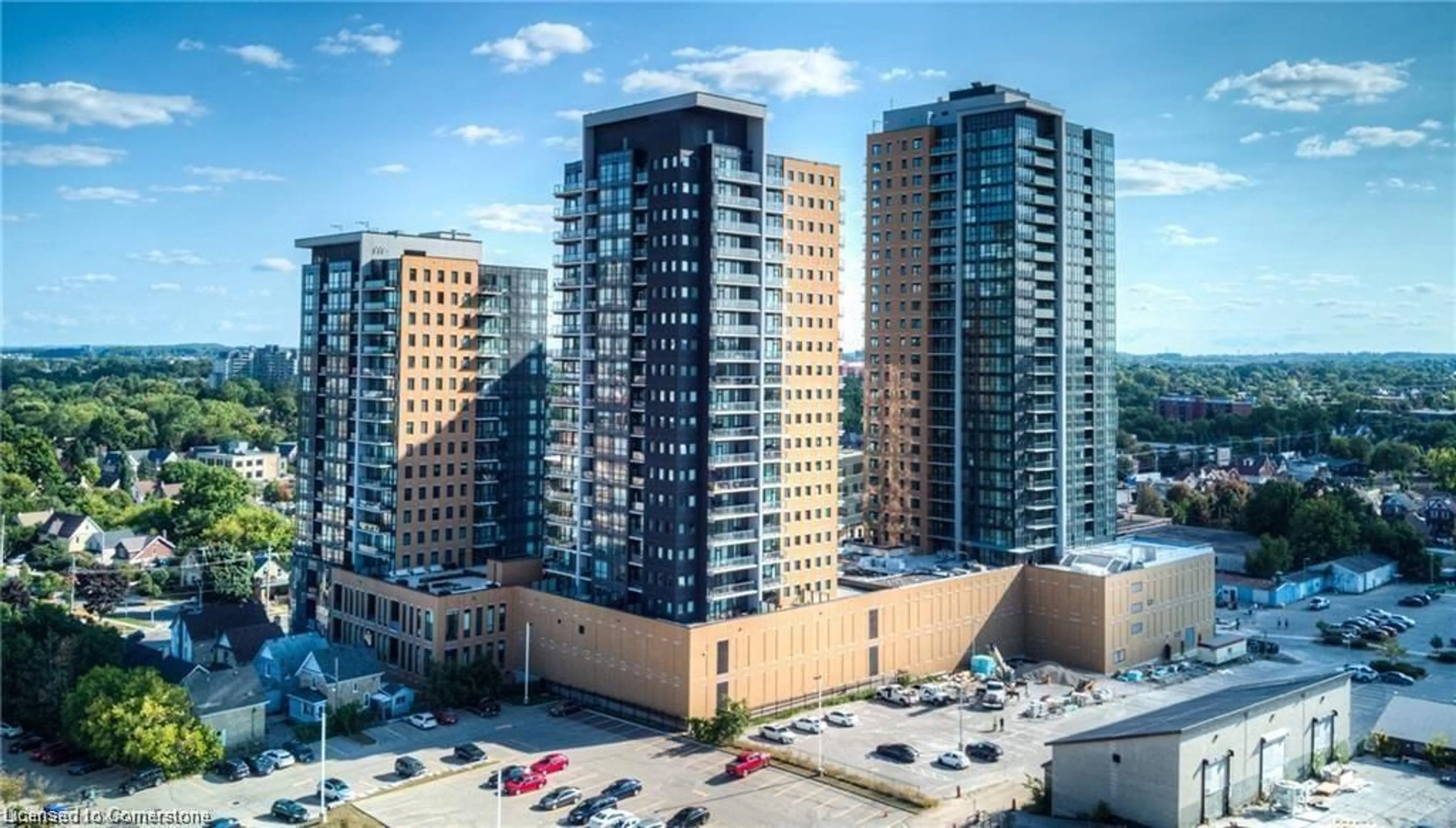 A pic from exterior of the house or condo, the view of city buildings for 104 Garment St #2106, Kitchener Ontario N2G 0C8