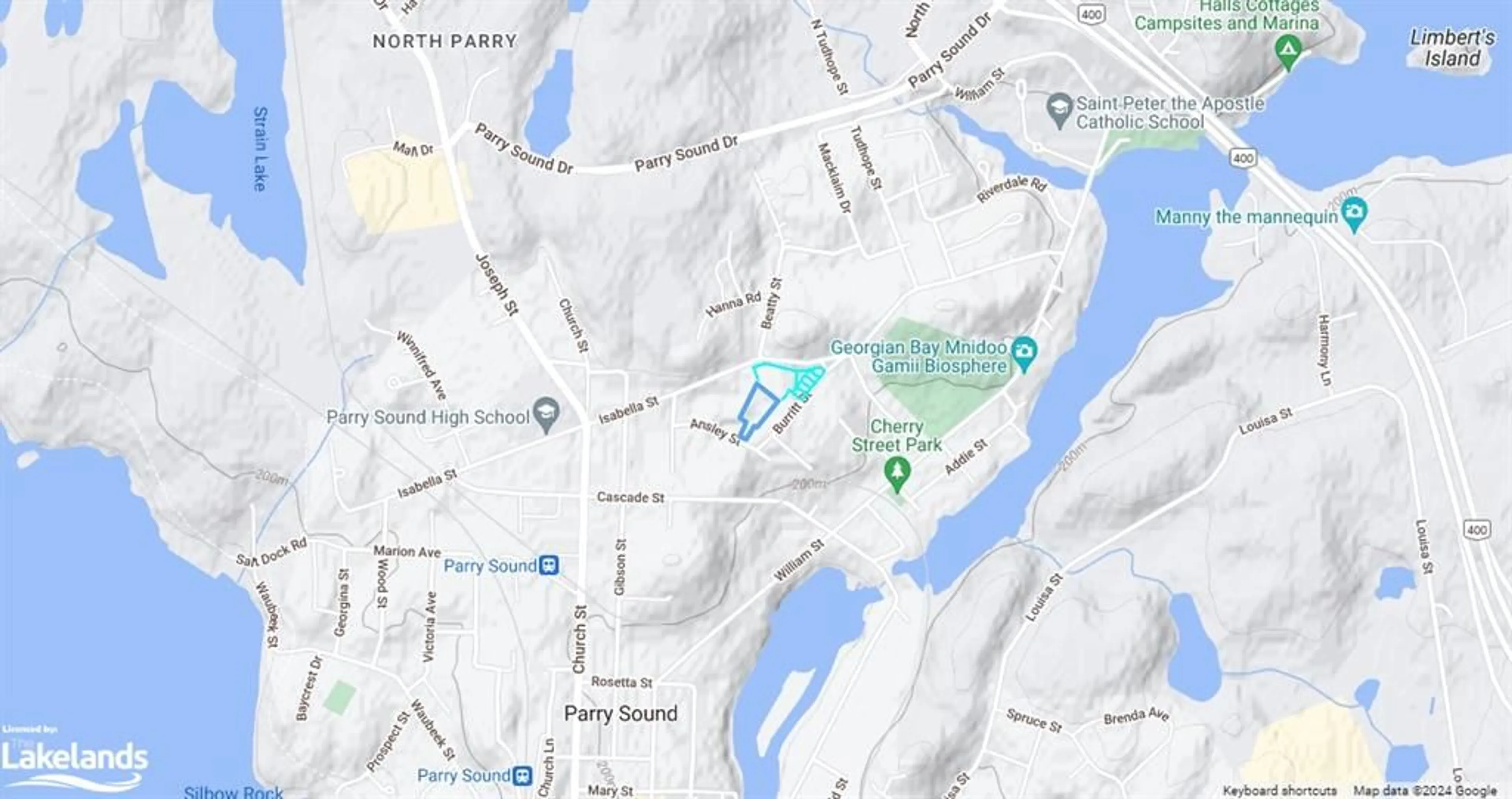 Picture of a map for 11 Ansley St, Parry Sound Ontario P2A 1L7