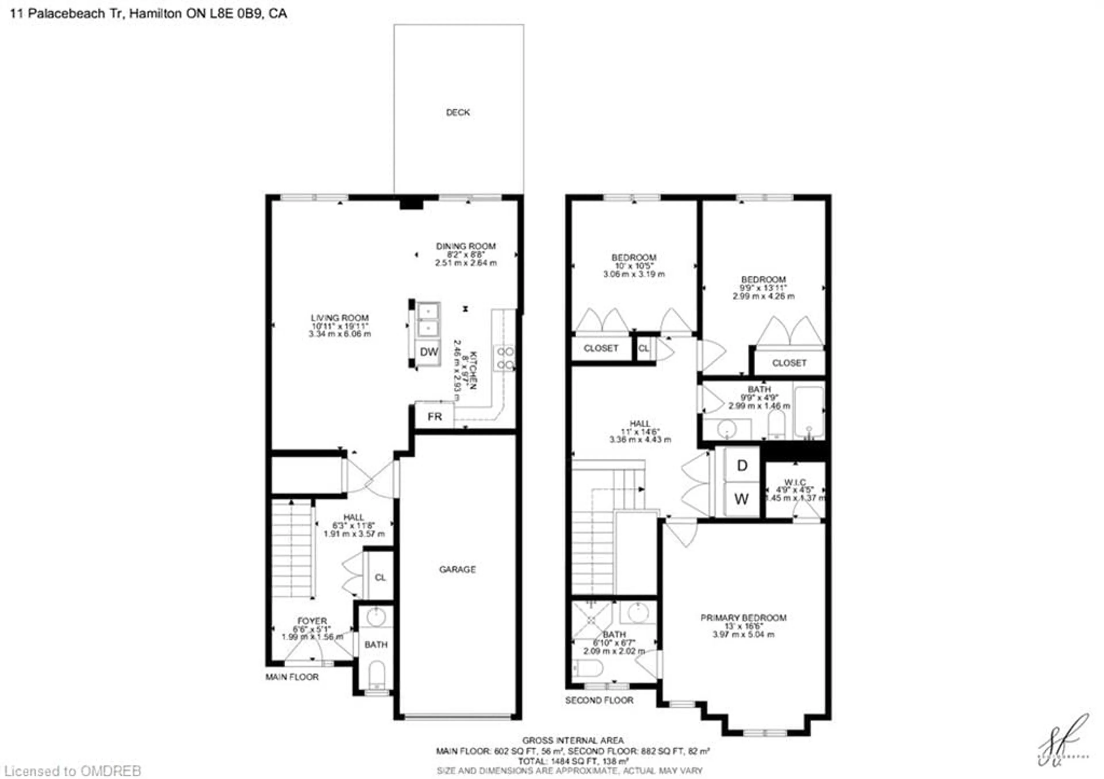 Floor plan for 11 Palacebeach Trail, Stoney Creek Ontario L8E 0B9